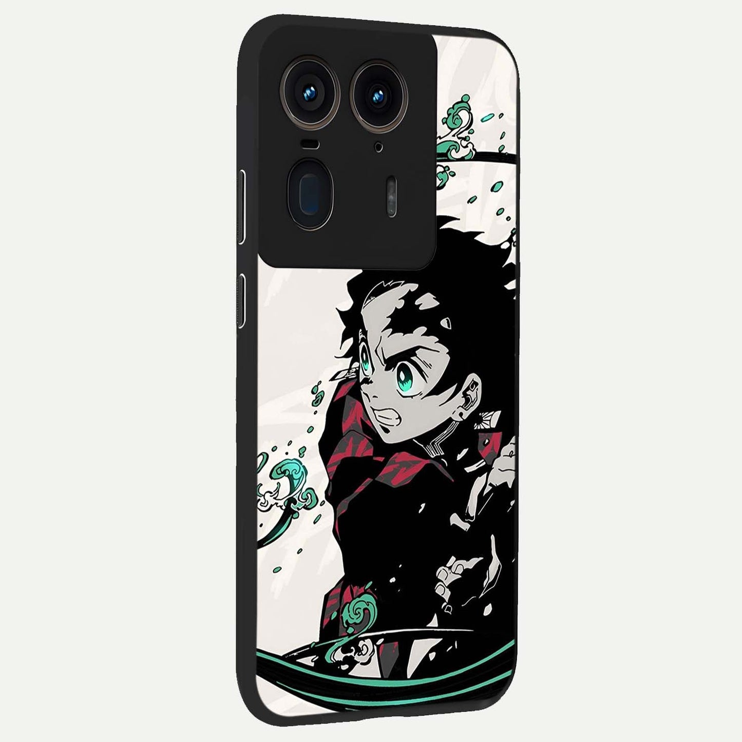 Demon Slayer Glass Case upright view showcasing powerful anime artwork with intense warrior theme.