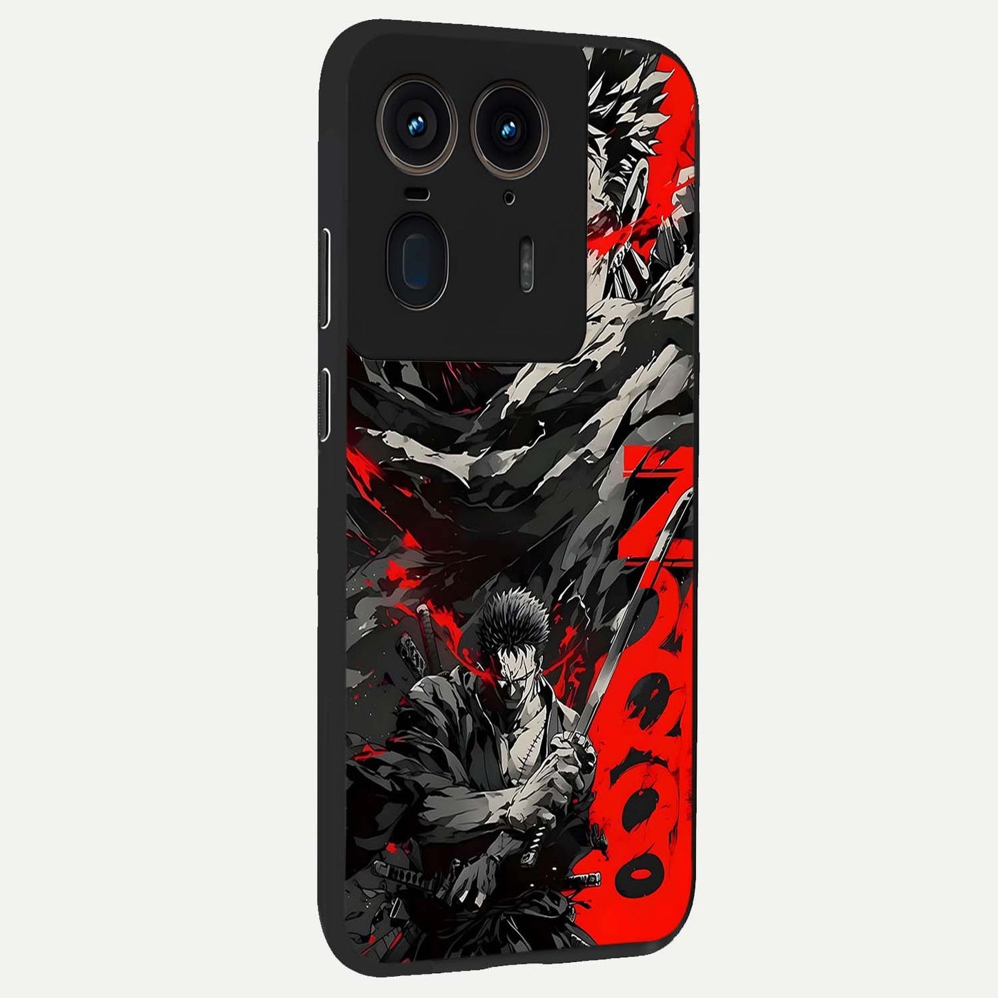Demon Sword Resolve Glass Case upright view showcasing dramatic warrior artwork with intense battle theme.