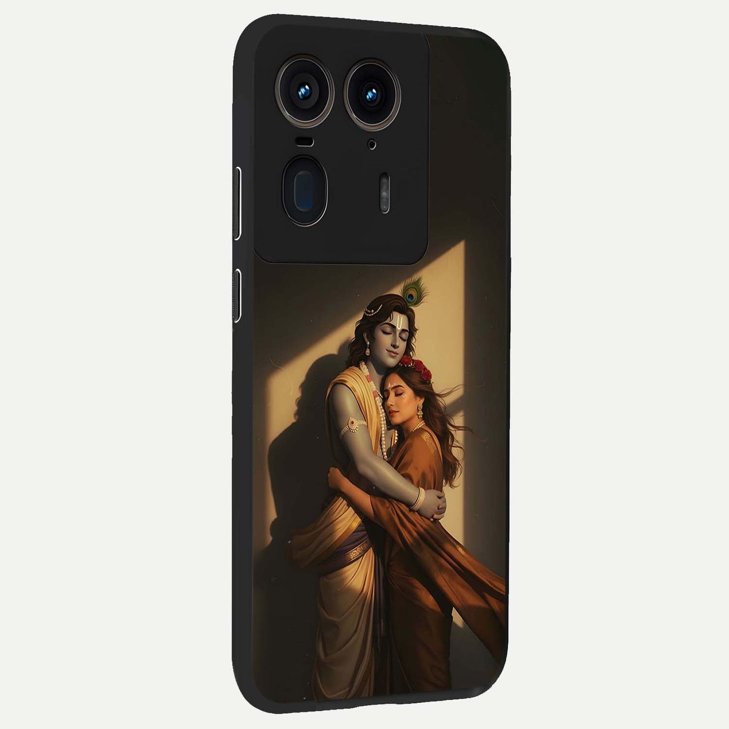 Divine Eternal Love Glass Case upright view showcasing graceful spiritual artwork with eternal love theme.