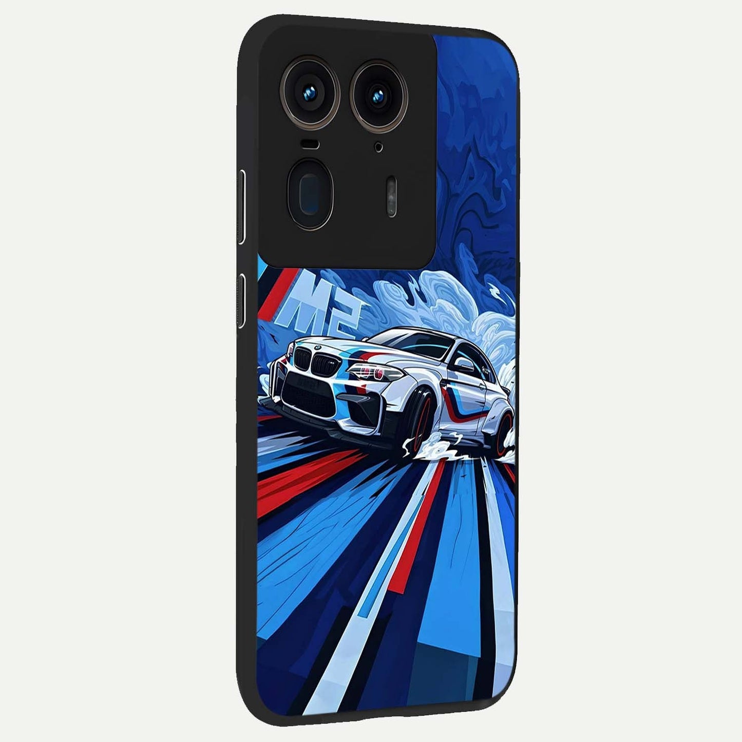 Drift Power Rush Glass Case upright view showcasing high speed racing artwork with bold automotive theme.