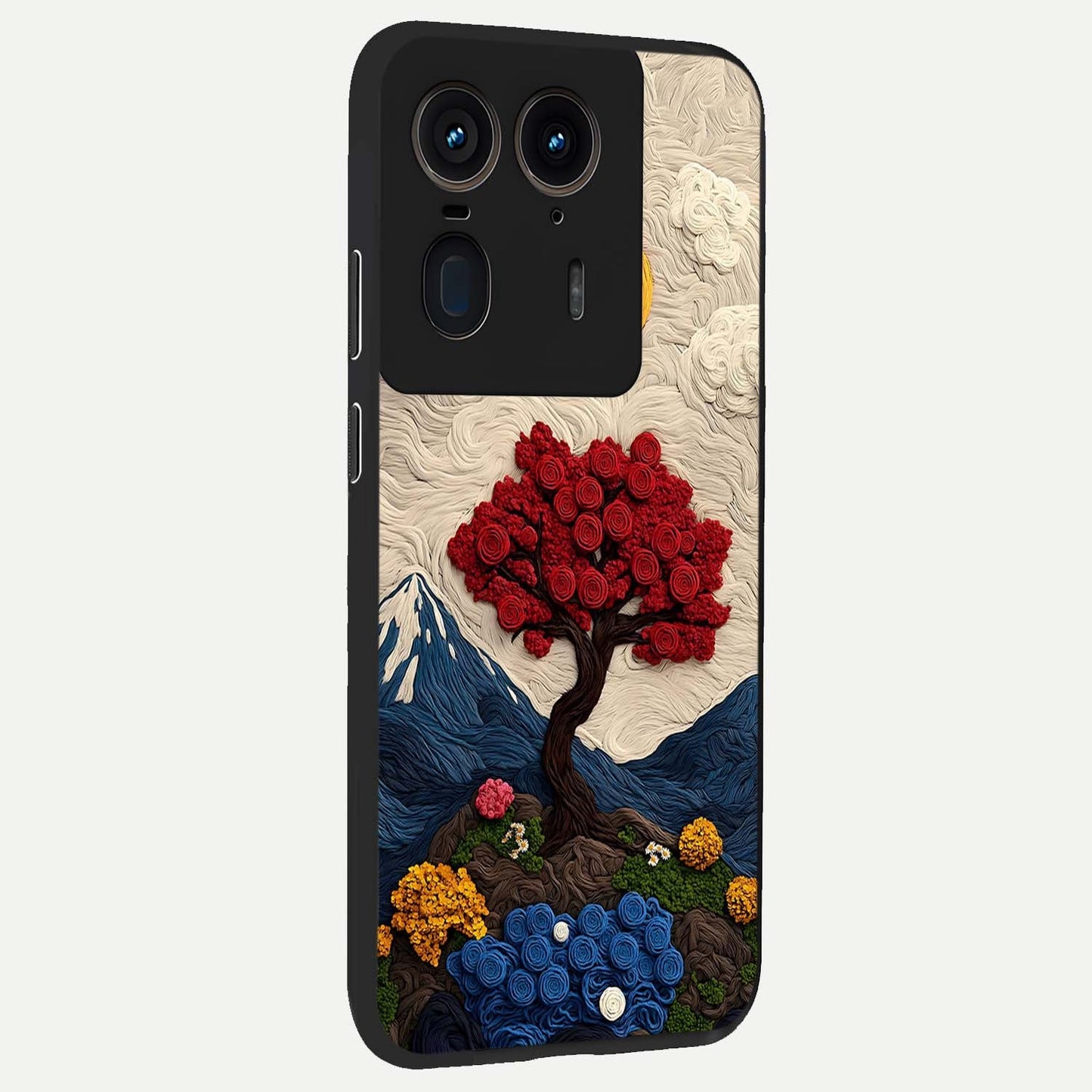 Eternal Nature Tapestry Glass Case upright view showcasing elegant nature tapestry design with decorative style.
