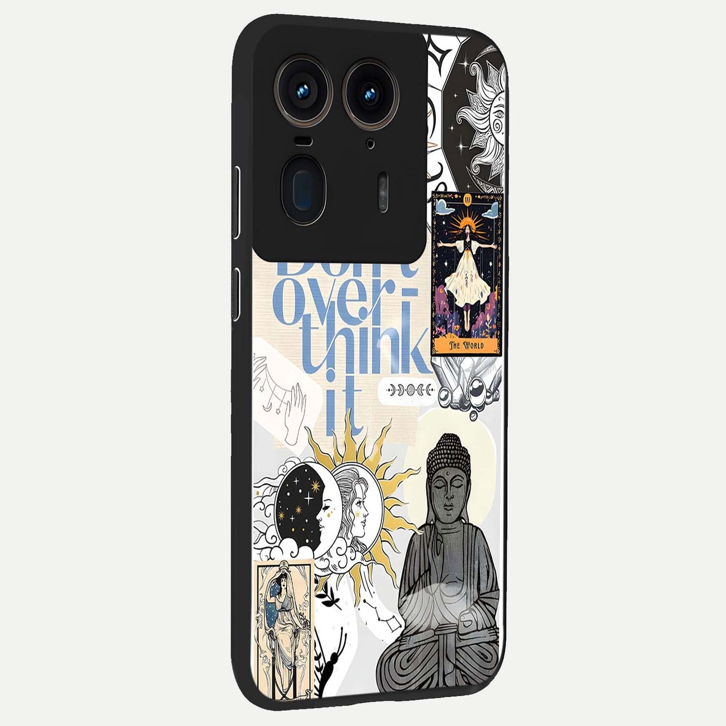 Ethereal Thoughts Glass Case upright view showcasing delicate artistic composition with peaceful dreamy theme.