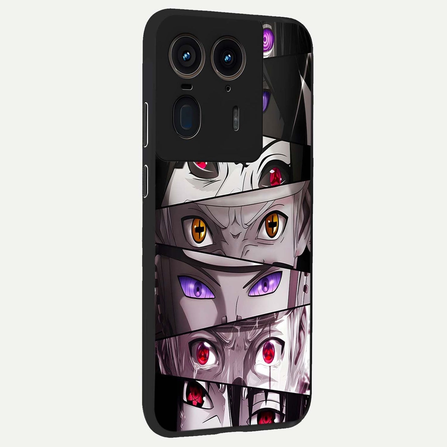 Eyes of Destiny Glass Case upright view showcasing symbolic eye artwork with dramatic artistic theme.