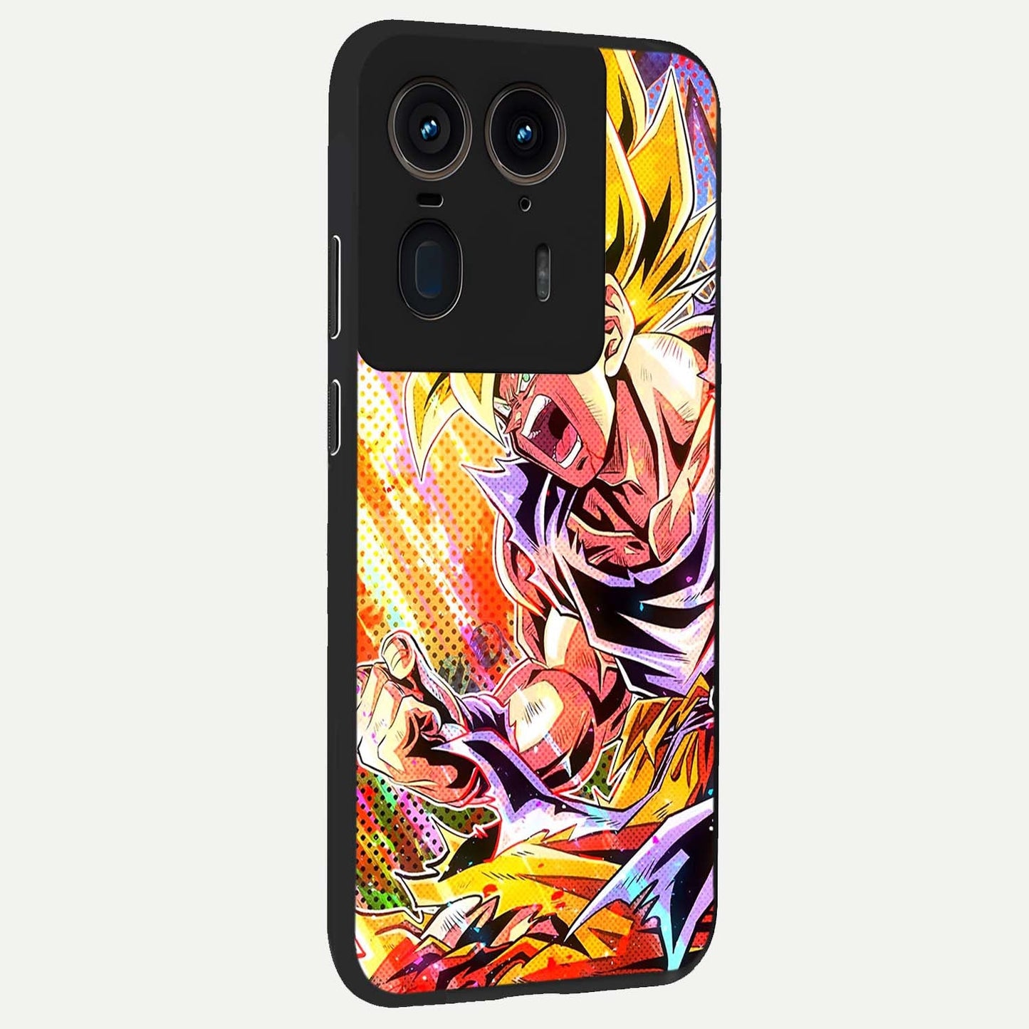 Firing Goku Glass Case upright view showcasing energetic anime artwork with bold warrior theme.