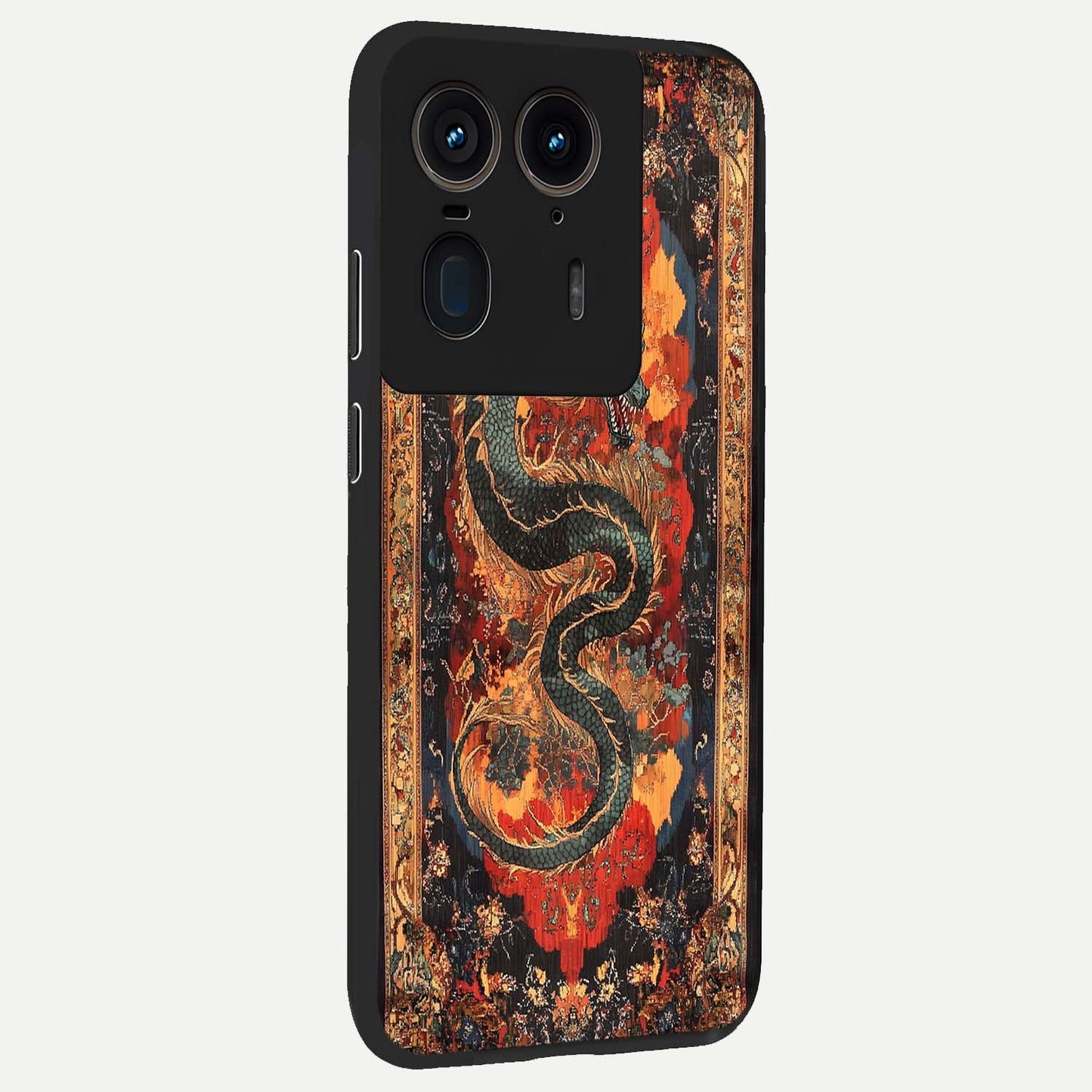 Inferno Dragon Soul Glass Case upright view showcasing intense dragon artwork with fantasy fire theme.