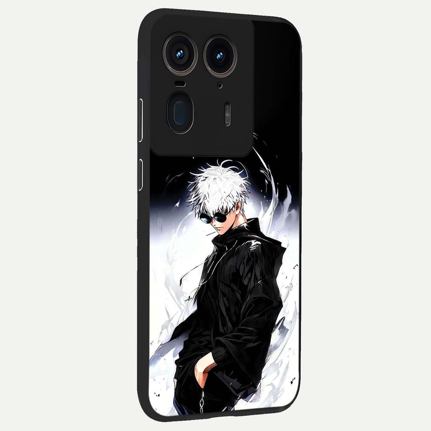 Limitless Shadow King Glass Case upright view showcasing bold shadow warrior artwork with epic fantasy theme.