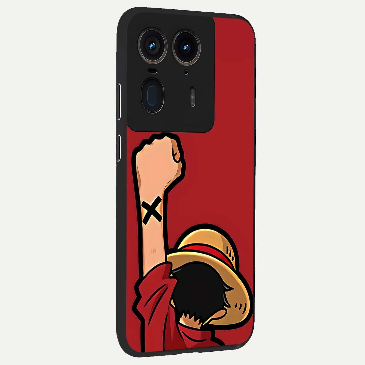 Luffy X Spirit Glass Case upright view showcasing striking anime artwork with adventurous character theme.
