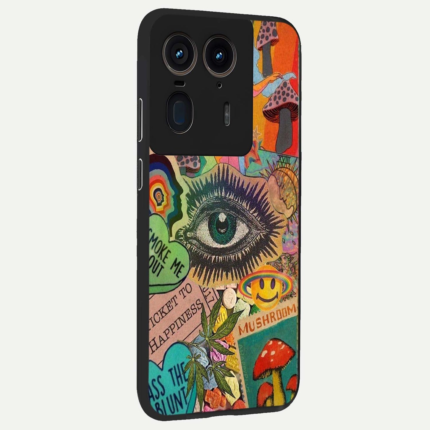 Mystic Eye Wonderland Glass Case upright view showcasing symbolic eye artwork with mysterious fantasy theme.