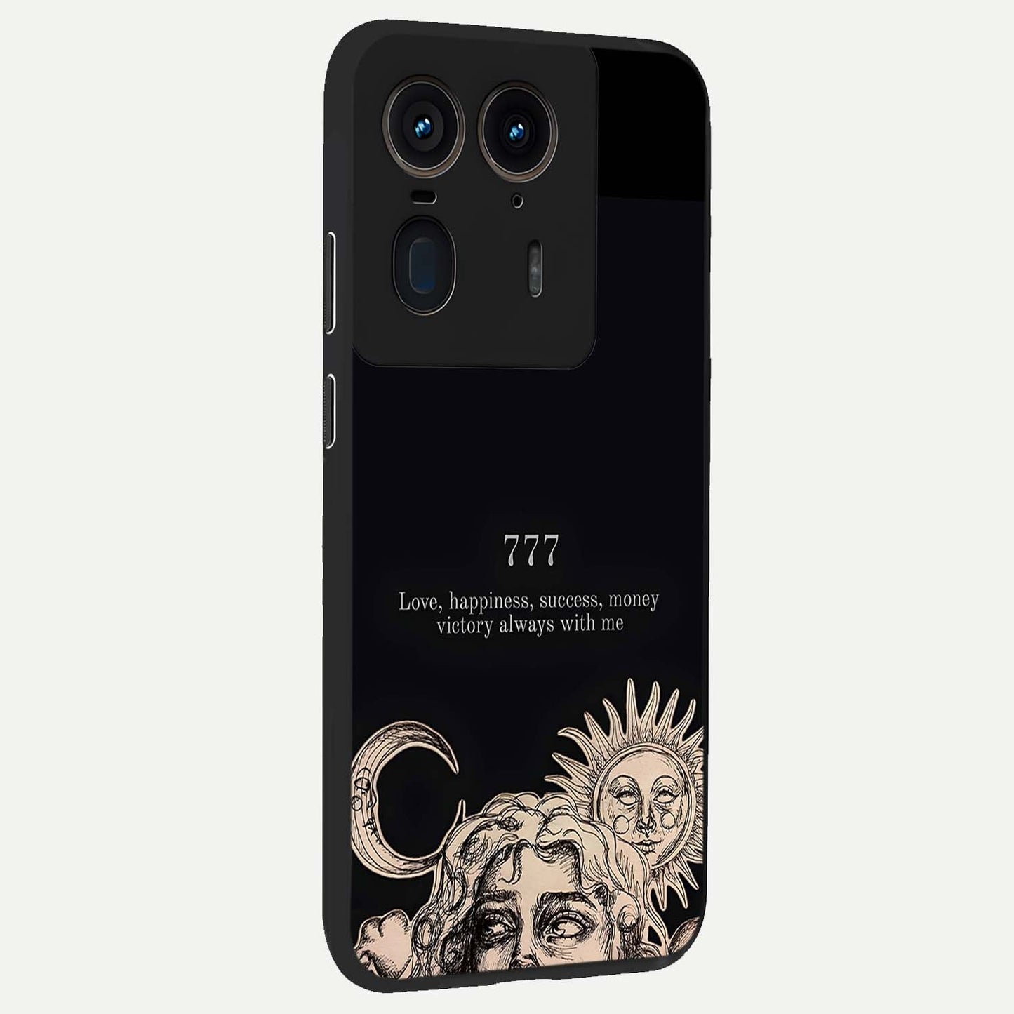 Mystic Victory Aura Glass Case upright view showcasing powerful victory themed artwork with spiritual energy vibe.