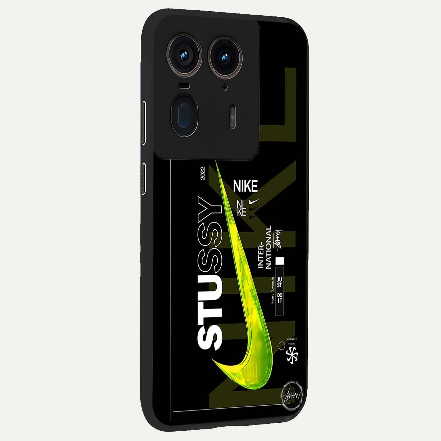 Neon Street Edition Glass Case upright view showcasing colorful neon artwork with modern street culture theme.