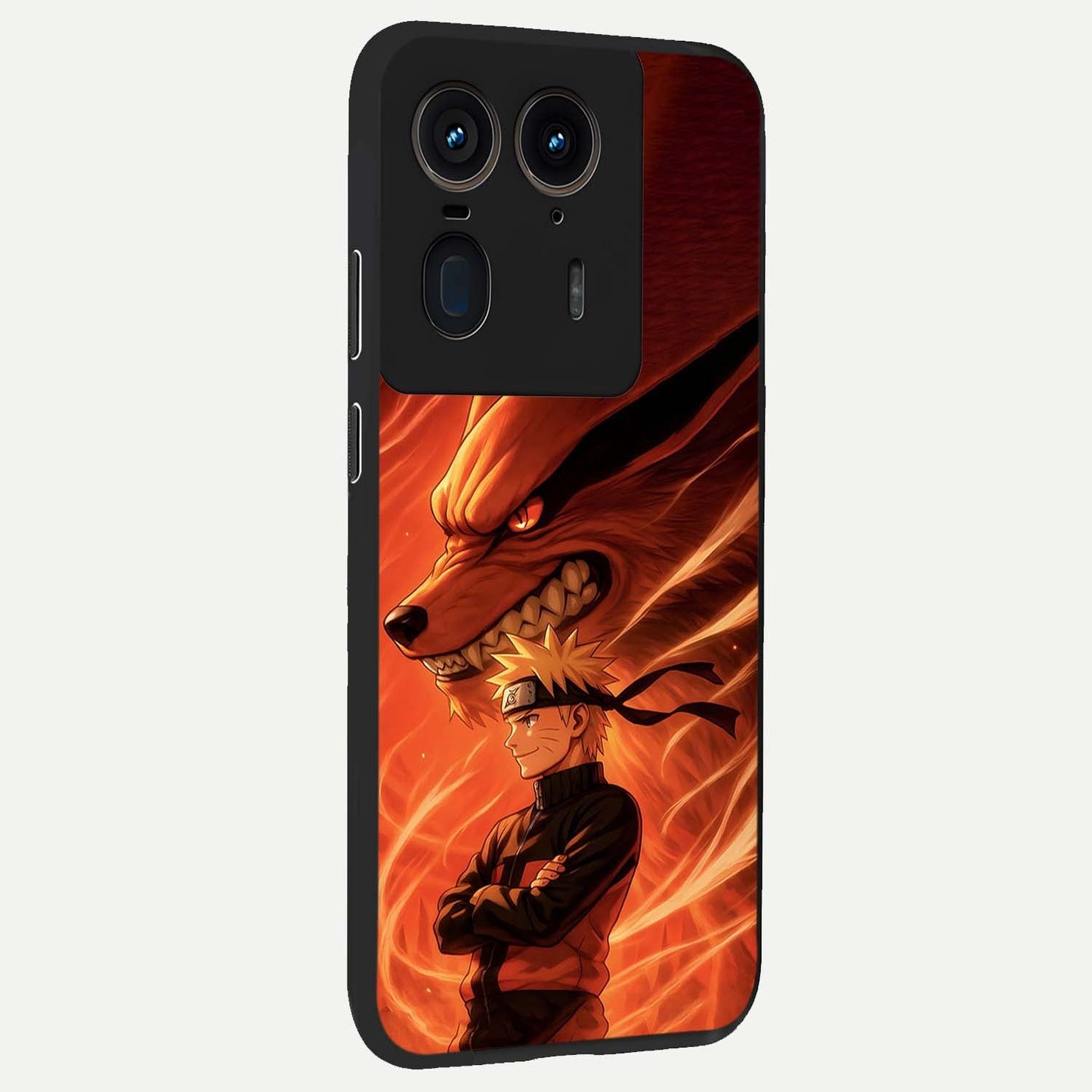 Nine Tails Legacy Glass Case upright view showcasing dramatic nine-tails artwork with intense anime themed design.
