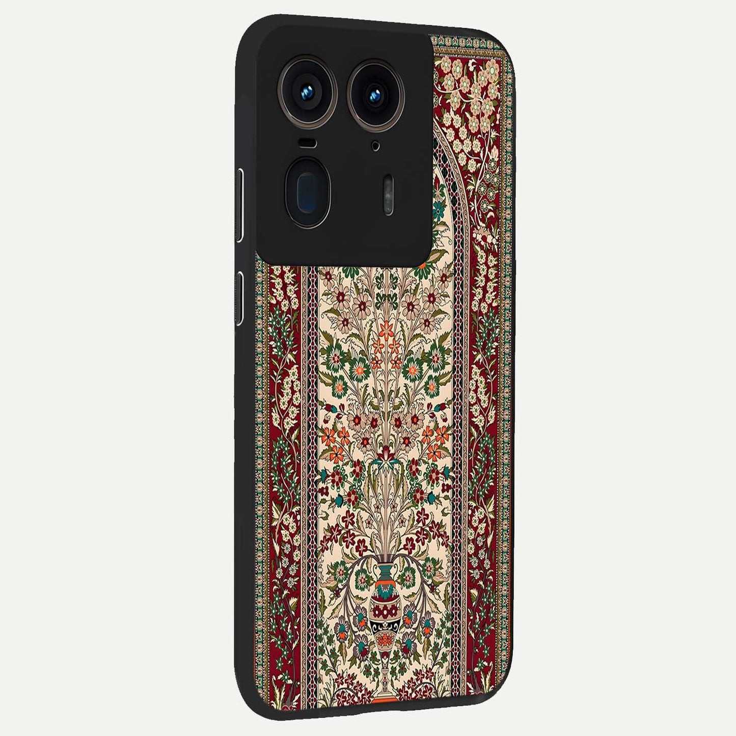 Persian Inspired Glass Case upright view showcasing decorative Persian artwork with rich heritage theme.