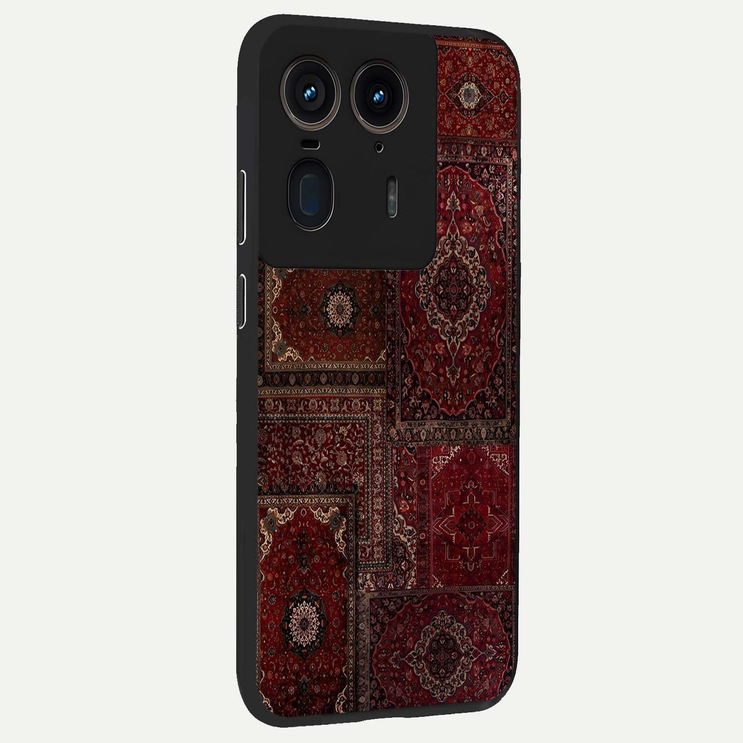 Persian Velvet Tale Glass Case upright view showcasing elegant Persian artwork with classic heritage theme.
