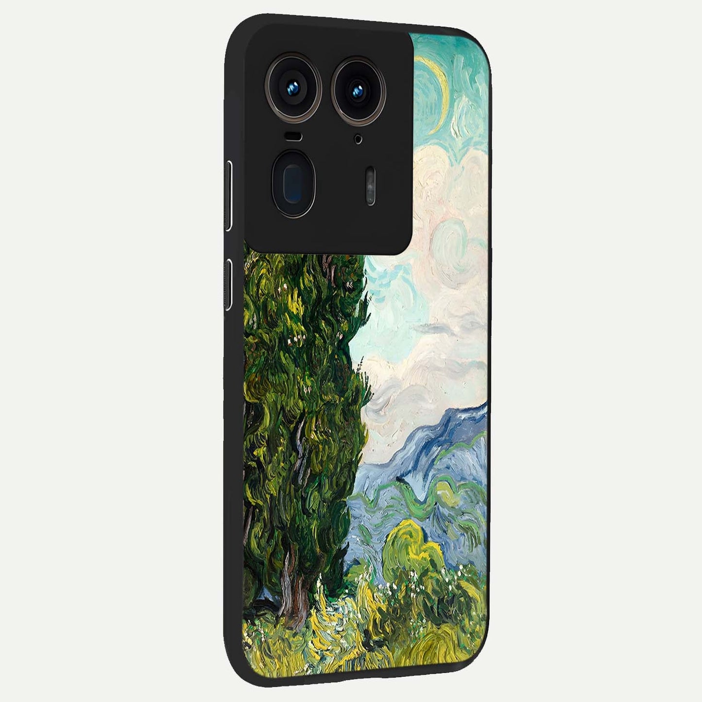 Van Gogh Vintage Art Glass Case upright view showcasing elegant vintage painting artwork with artistic heritage theme.