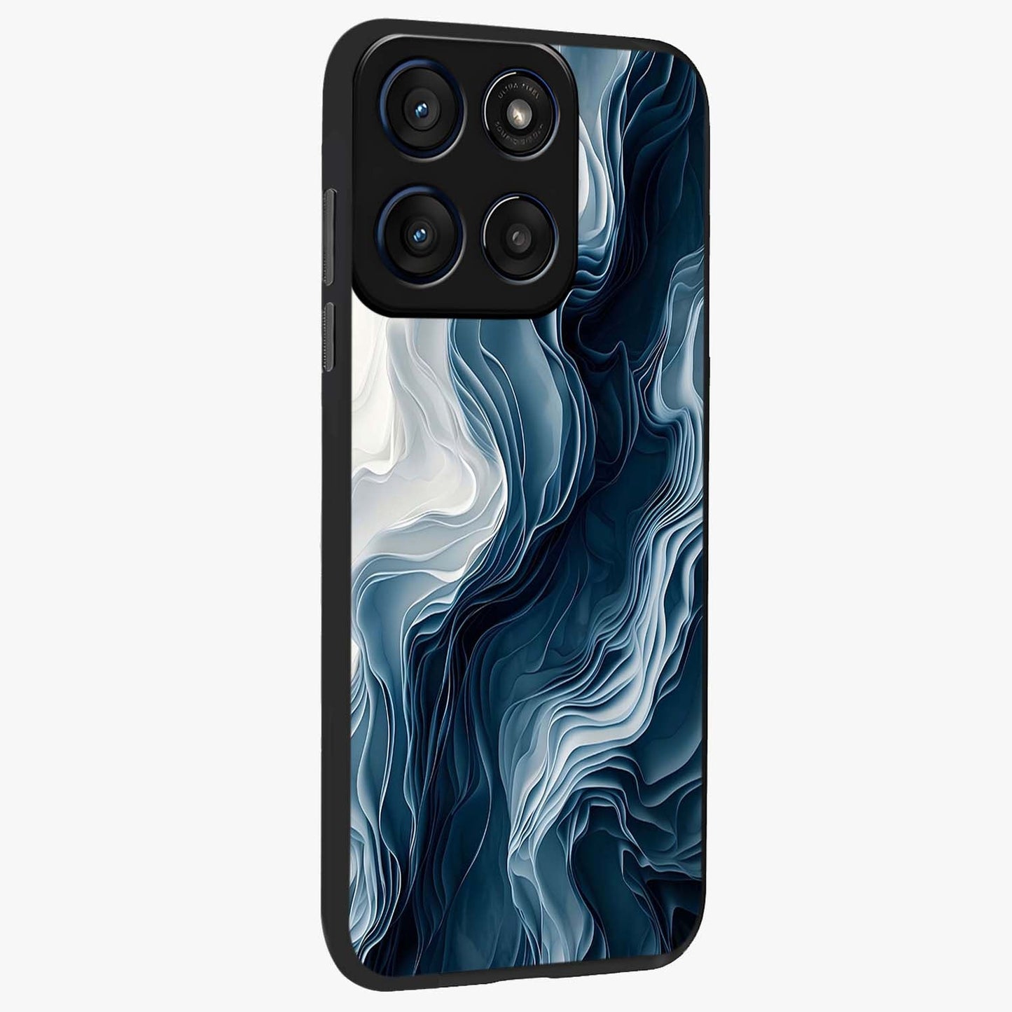Ethereal Paper Marble Glass Case upright view showcasing smooth marble artwork with refined minimalist theme.