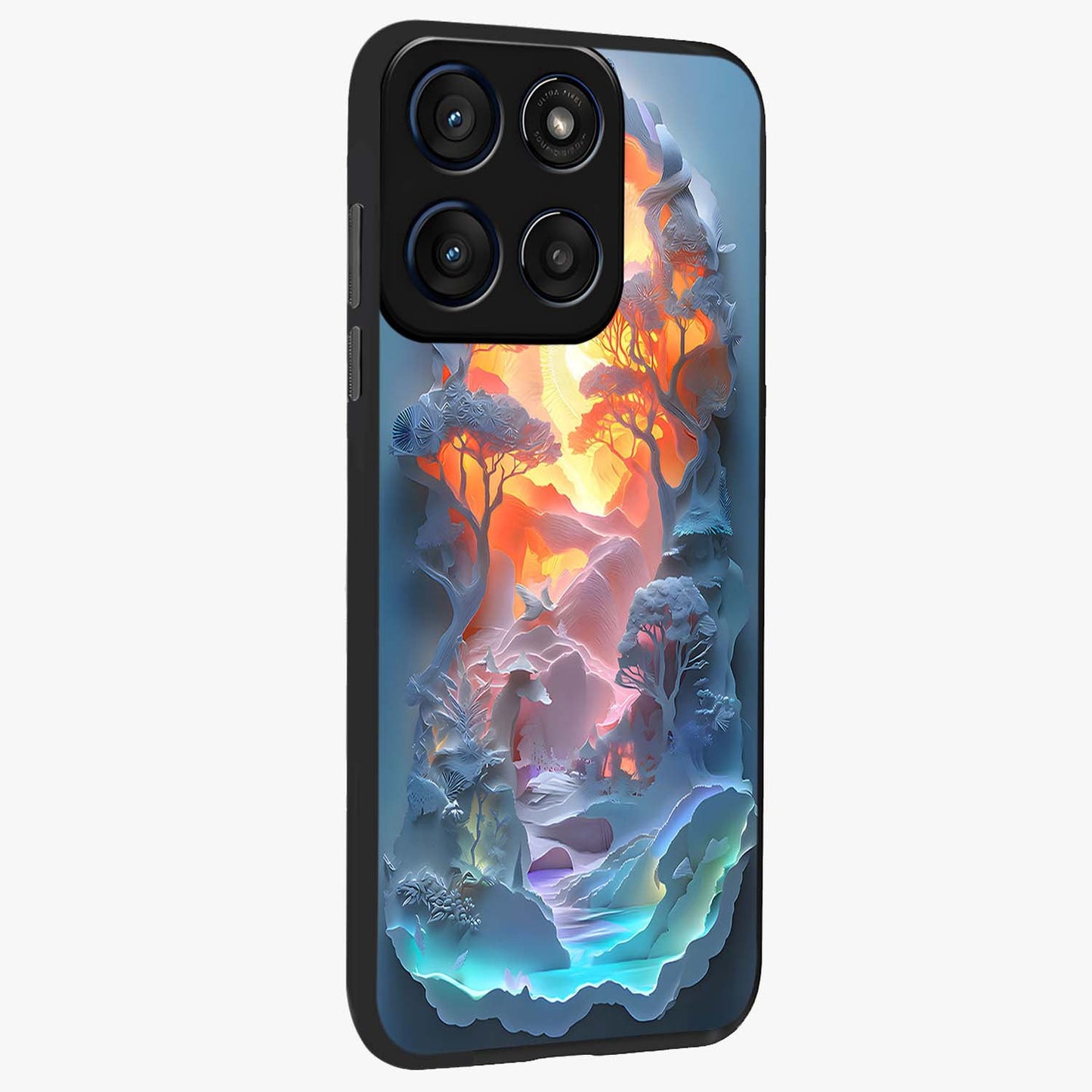 Glow Forest Portal Glass Case upright view showcasing enchanted forest portal artwork with fantasy nature theme.