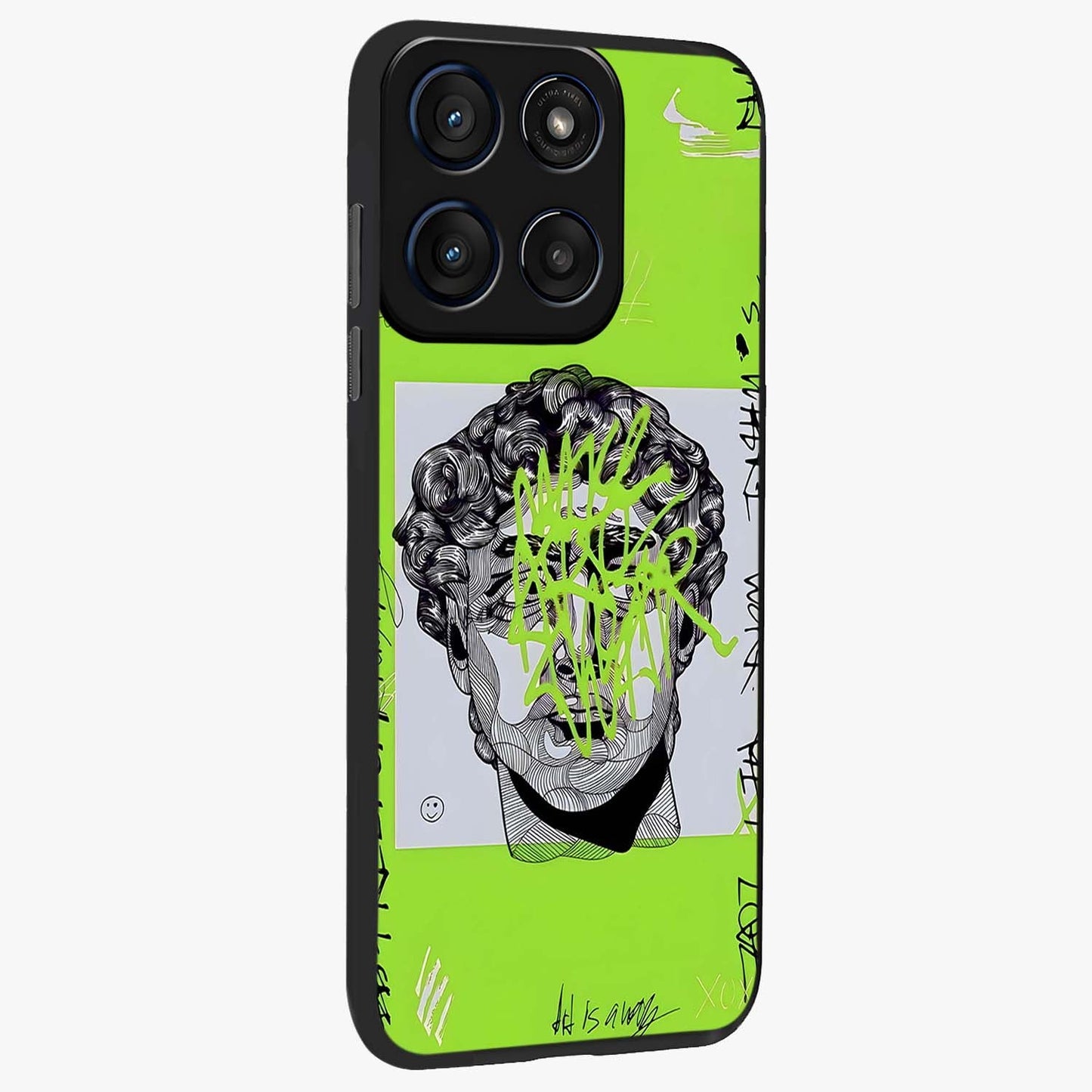 Neo Graffiti Rebellion Glass Case upright view showcasing colorful graffiti artwork with bold modern street style.