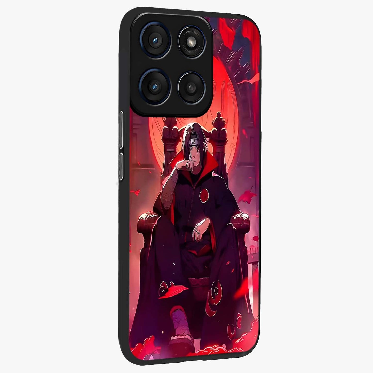 Blood Moon Sovereign Glass Case upright view showcasing powerful moon inspired artwork with cosmic aesthetic style.