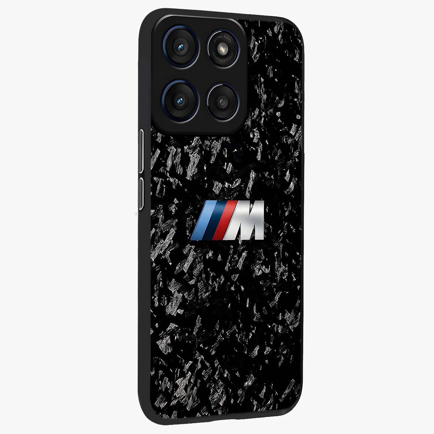 Carbon Speed Mark Glass Case upright view showcasing modern carbon speed graphic with bold automotive theme.