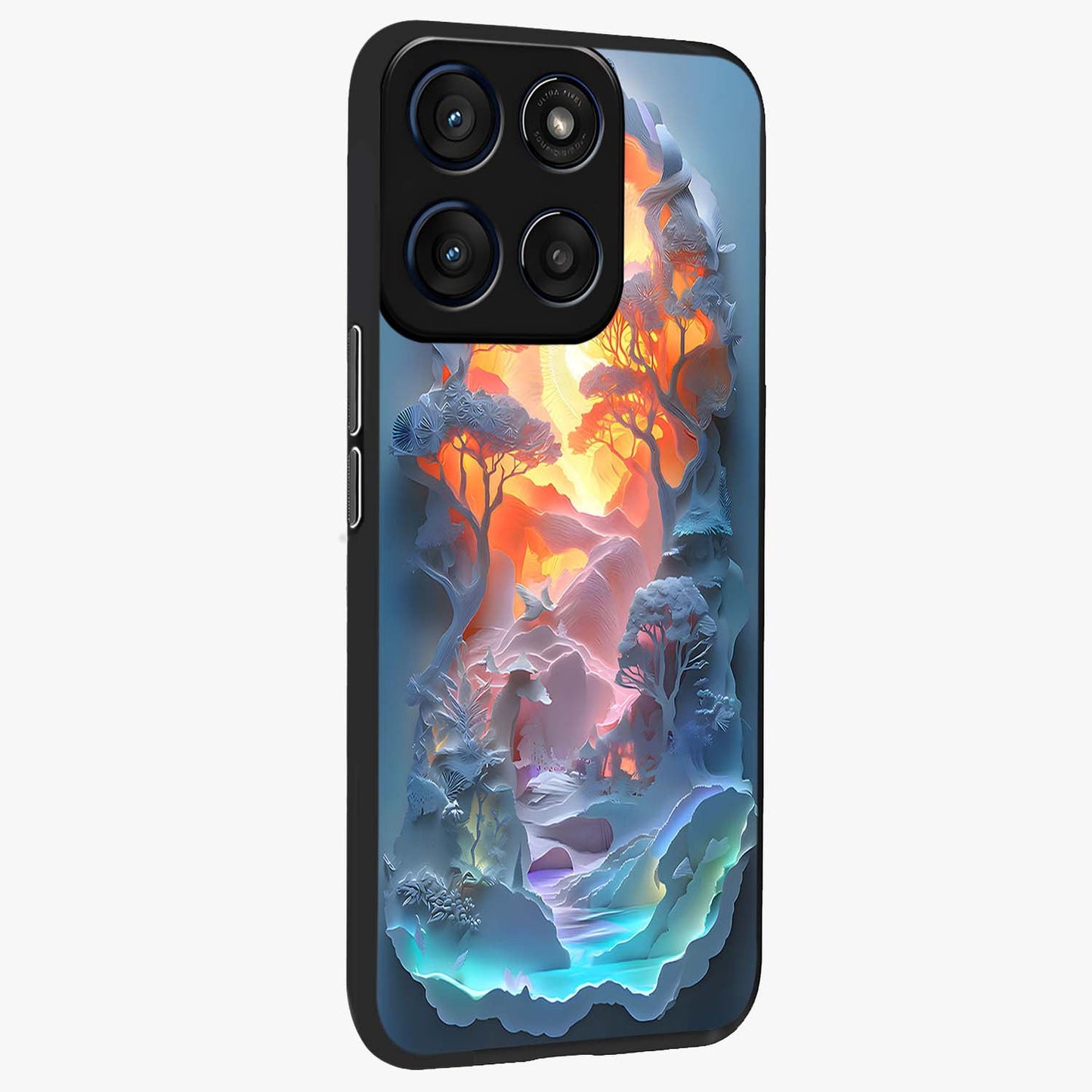 Glow Forest Portal Glass Case upright view showcasing enchanted forest portal artwork with fantasy nature theme.