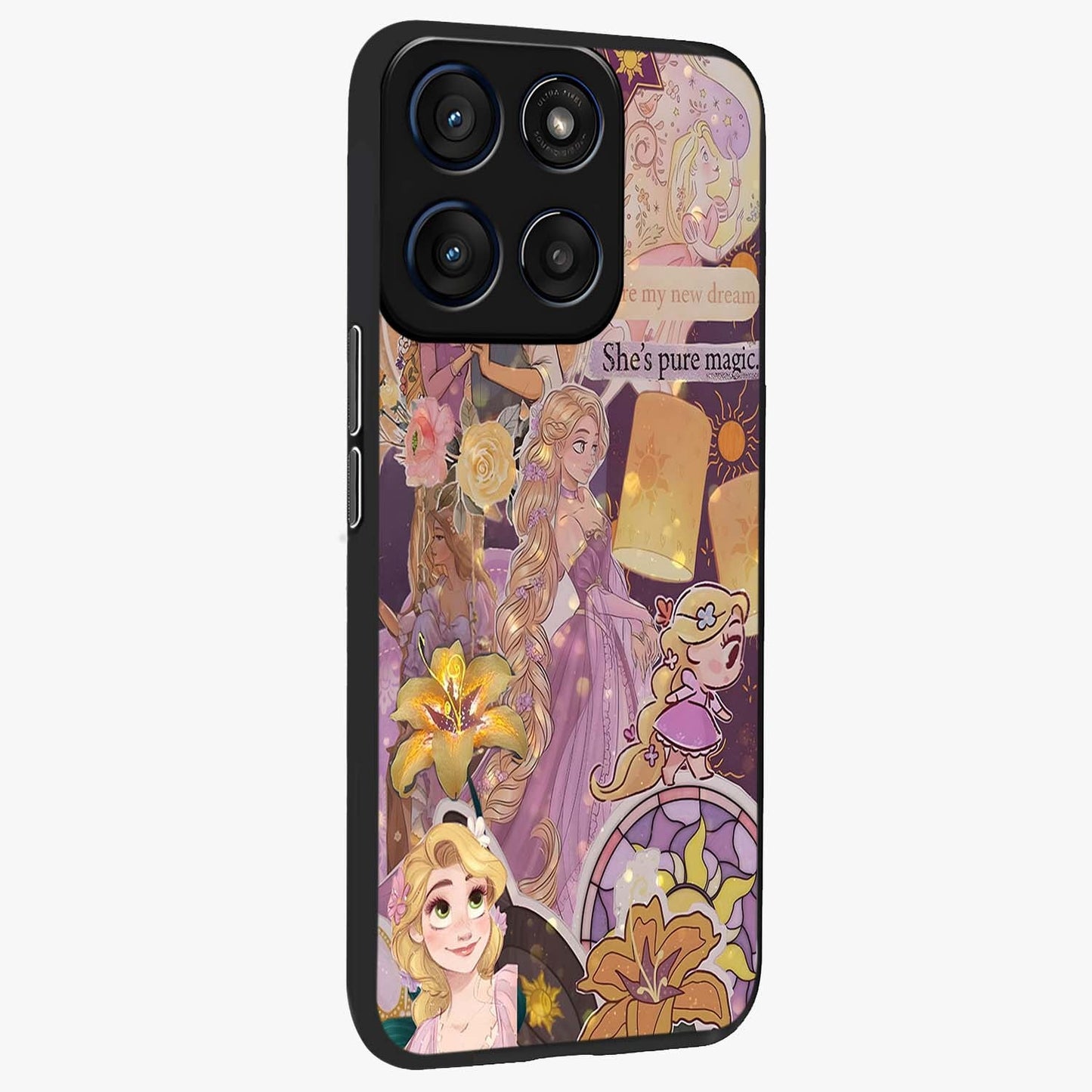 Magical Tangled Dream Glass Case upright view showcasing enchanting artistic artwork with dreamy fantasy theme.