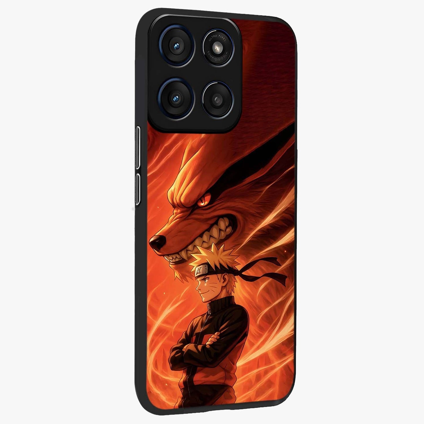 Nine Tails Legacy Glass Case upright view showcasing dramatic nine-tails artwork with intense anime themed design.