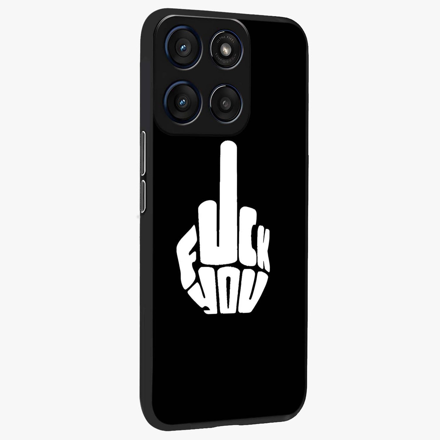 Rebel Mode On Glass Case upright view showcasing striking statement artwork with bold rebellious theme.