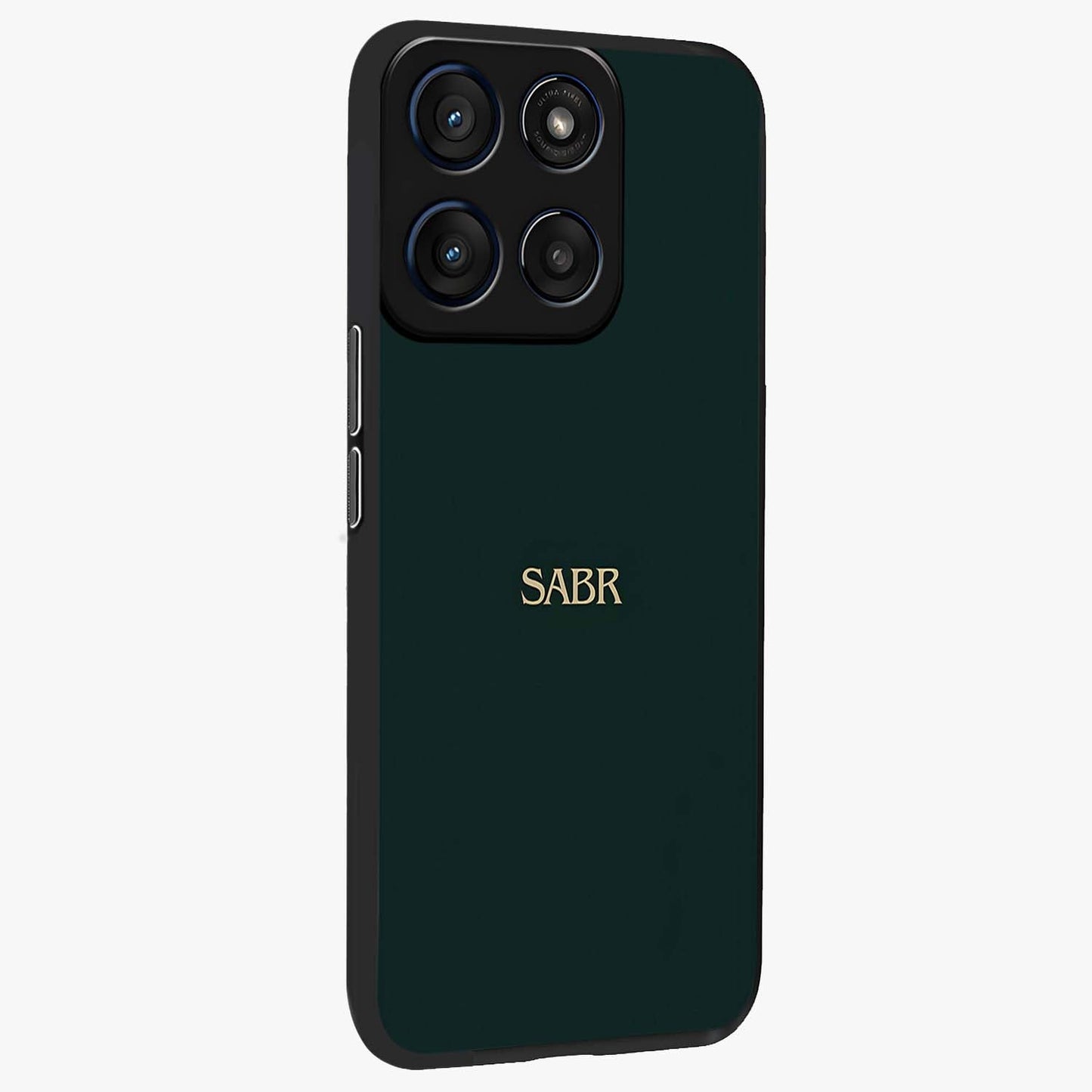 Sabr Minimal Patience Glass Case upright view showcasing calm minimalist artwork with motivational patience theme.
