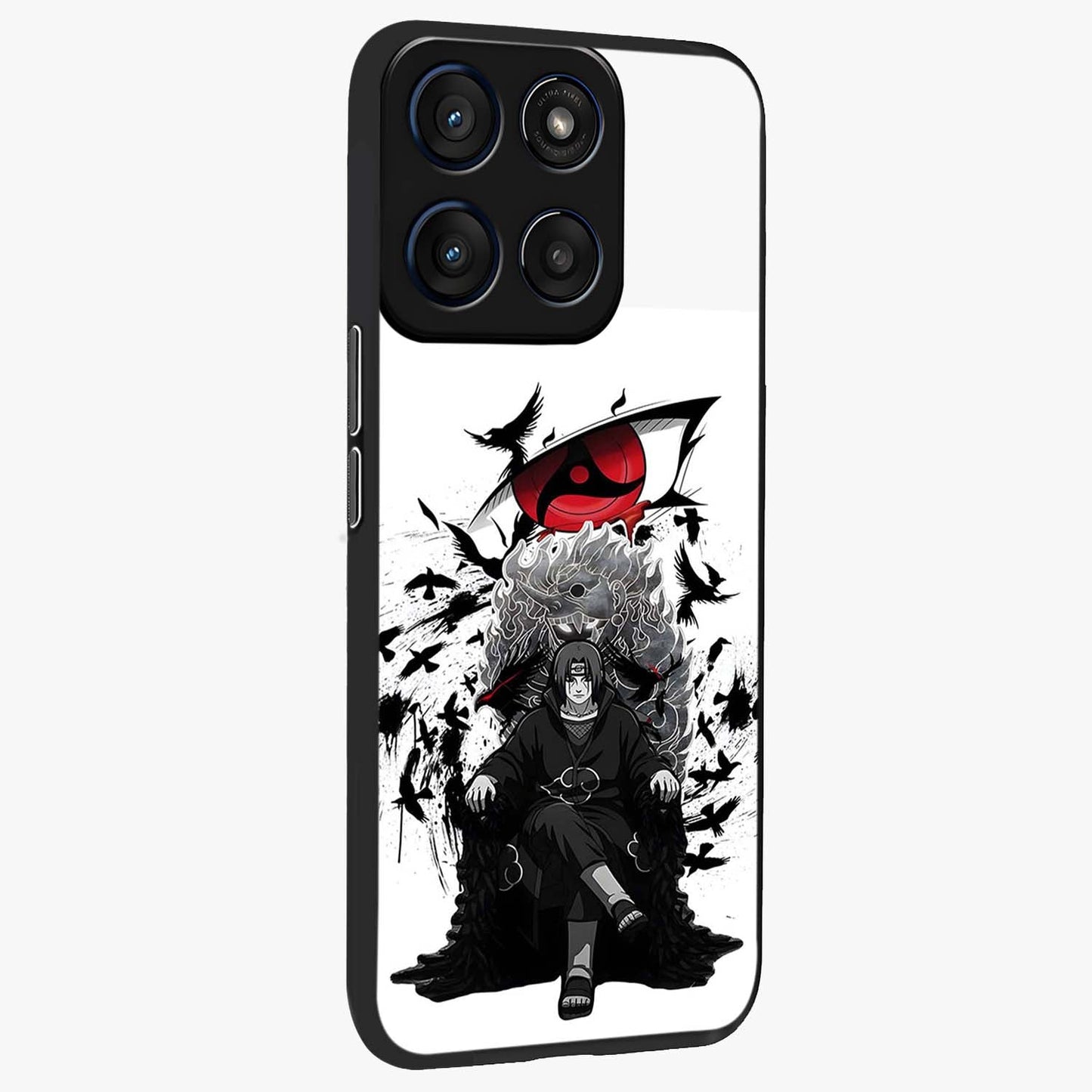 Uchiha Shadow Throne Glass Case upright view showcasing magical underwater galaxy artwork with vibrant cosmic theme.