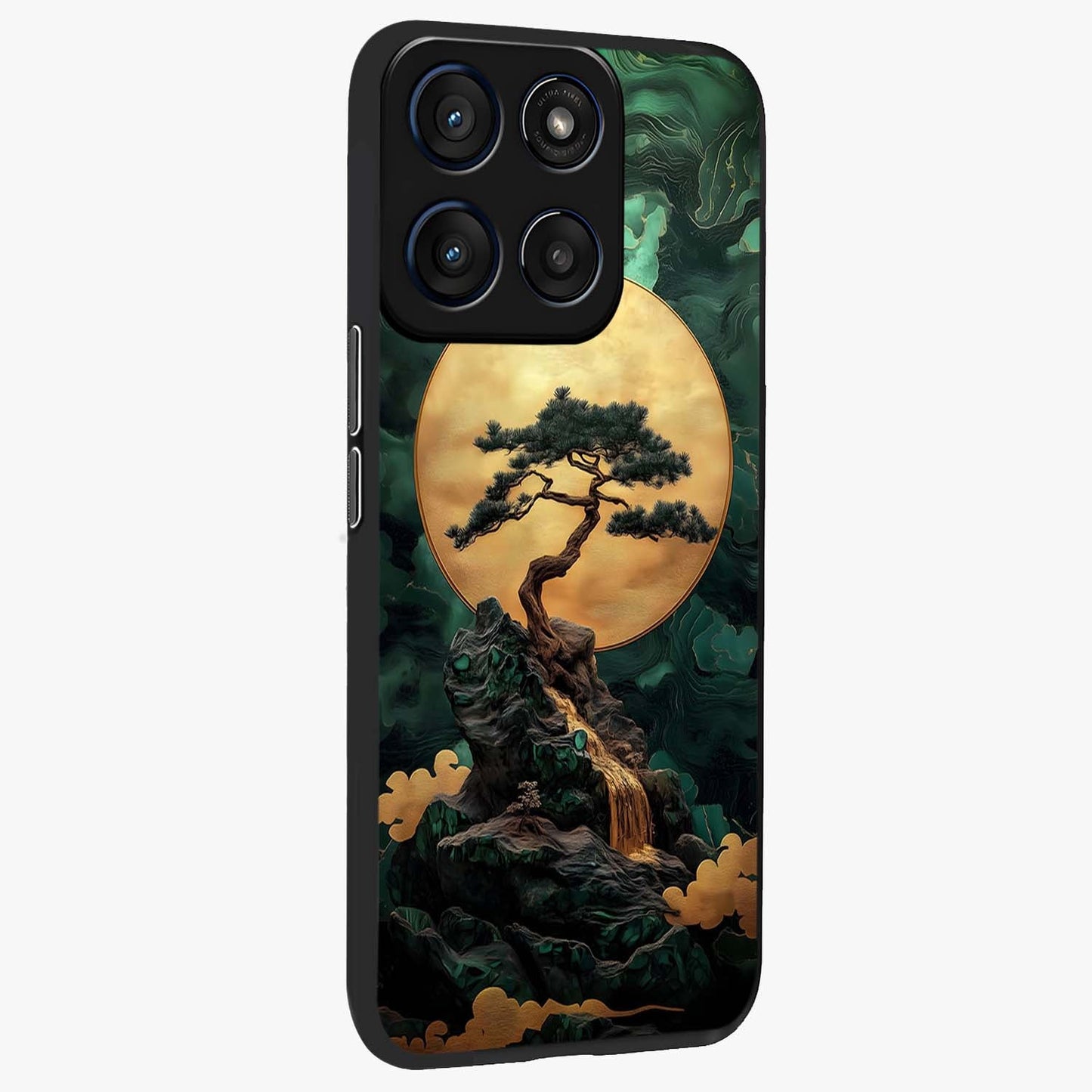 Zen Moon Rise Glass Case upright view showcasing serene moon artwork with tranquil night theme.