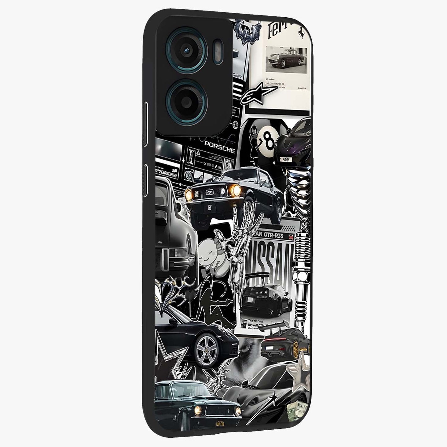 Aesthetic Dark Love Glass Case upright view showcasing dramatic romantic artwork with modern aesthetic style.