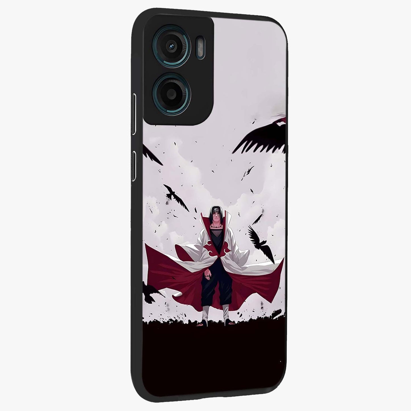 Crimson Crow Ascension Glass Case upright view showcasing dramatic crow artwork with bold gothic theme.