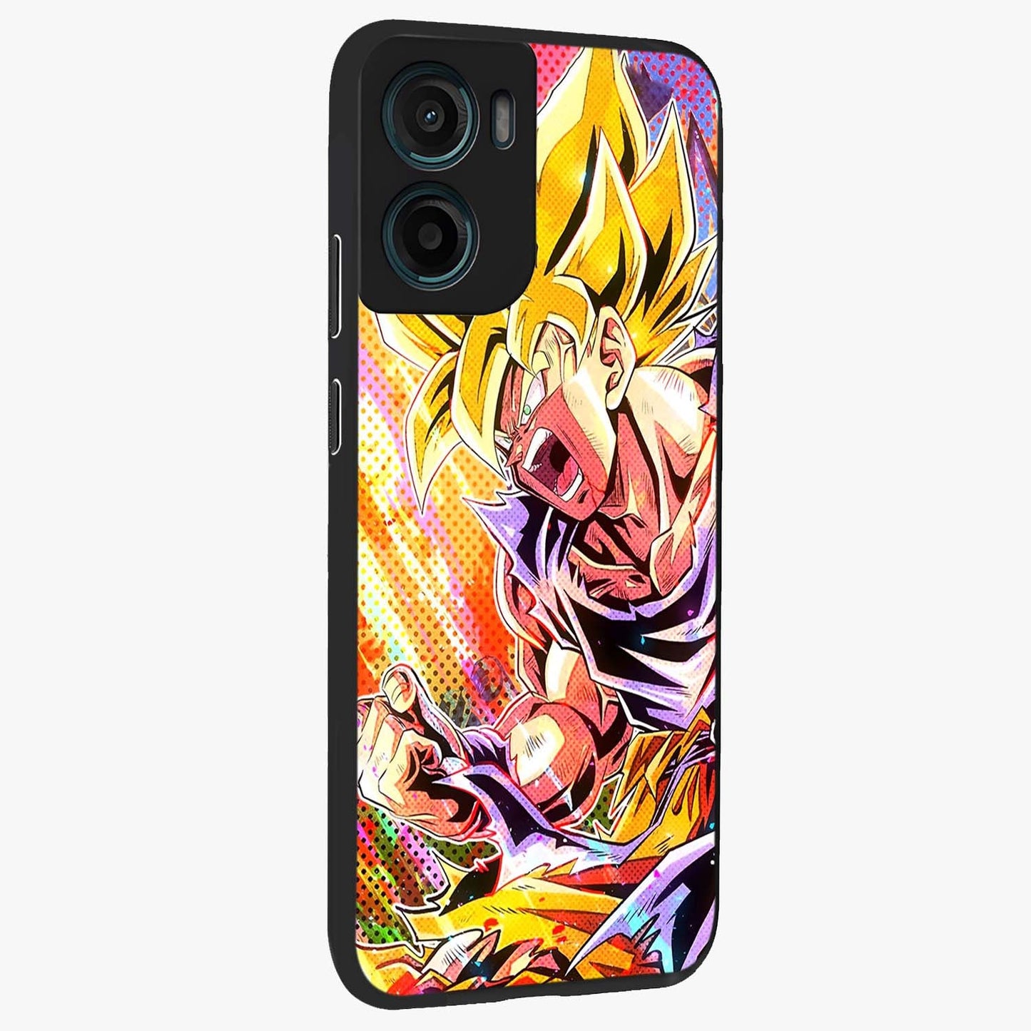 Firing Goku Glass Case upright view showcasing energetic anime artwork with bold warrior theme.