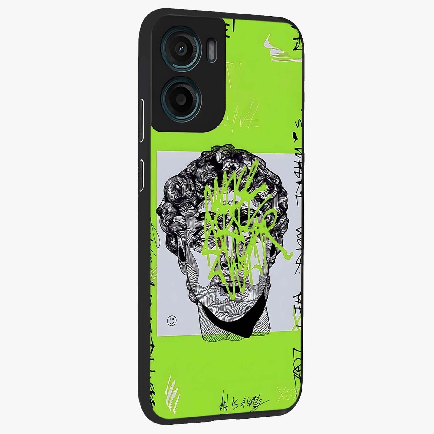 Neo Graffiti Rebellion Glass Case upright view showcasing colorful graffiti artwork with bold modern street style.