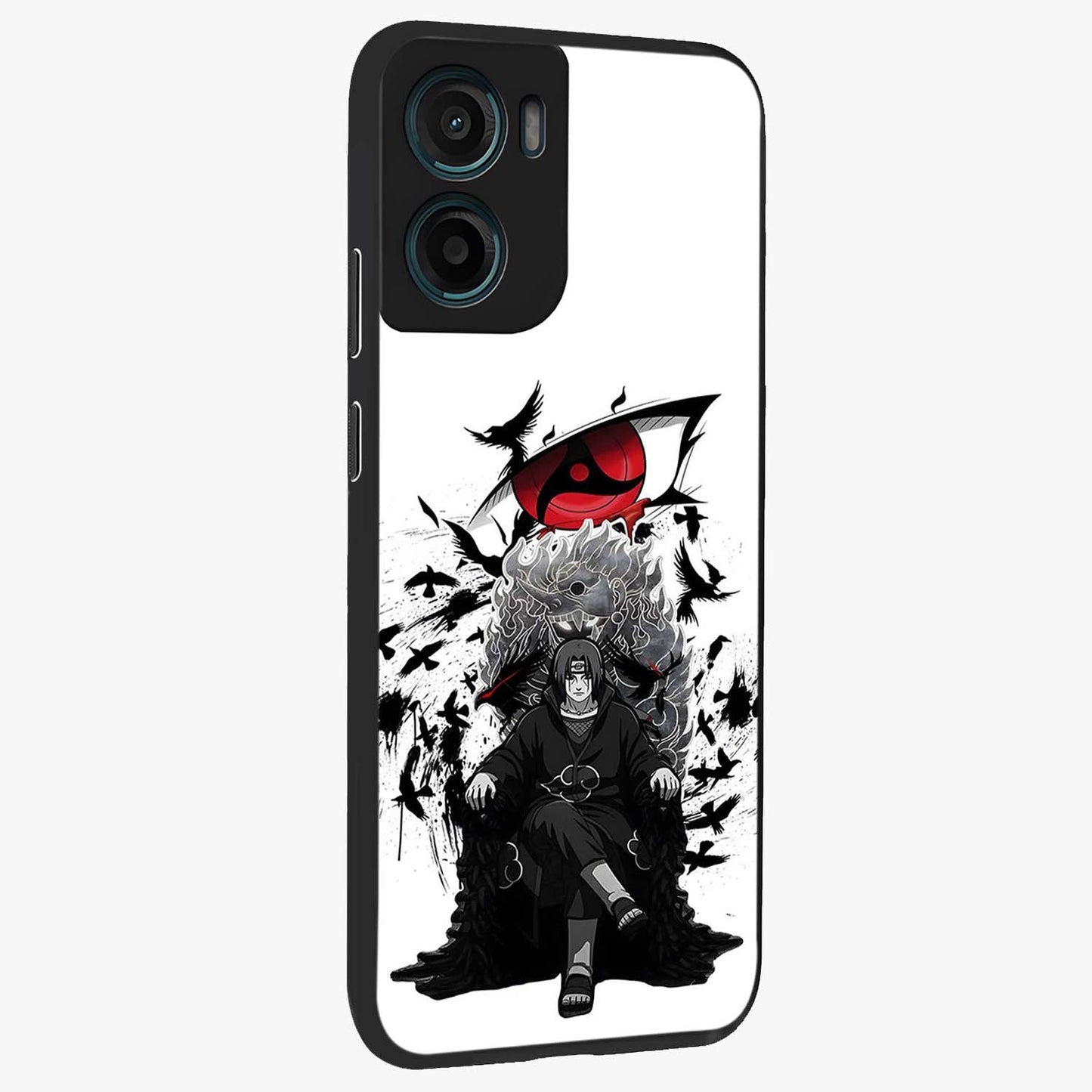 Uchiha Shadow Throne Glass Case upright view showcasing magical underwater galaxy artwork with vibrant cosmic theme.