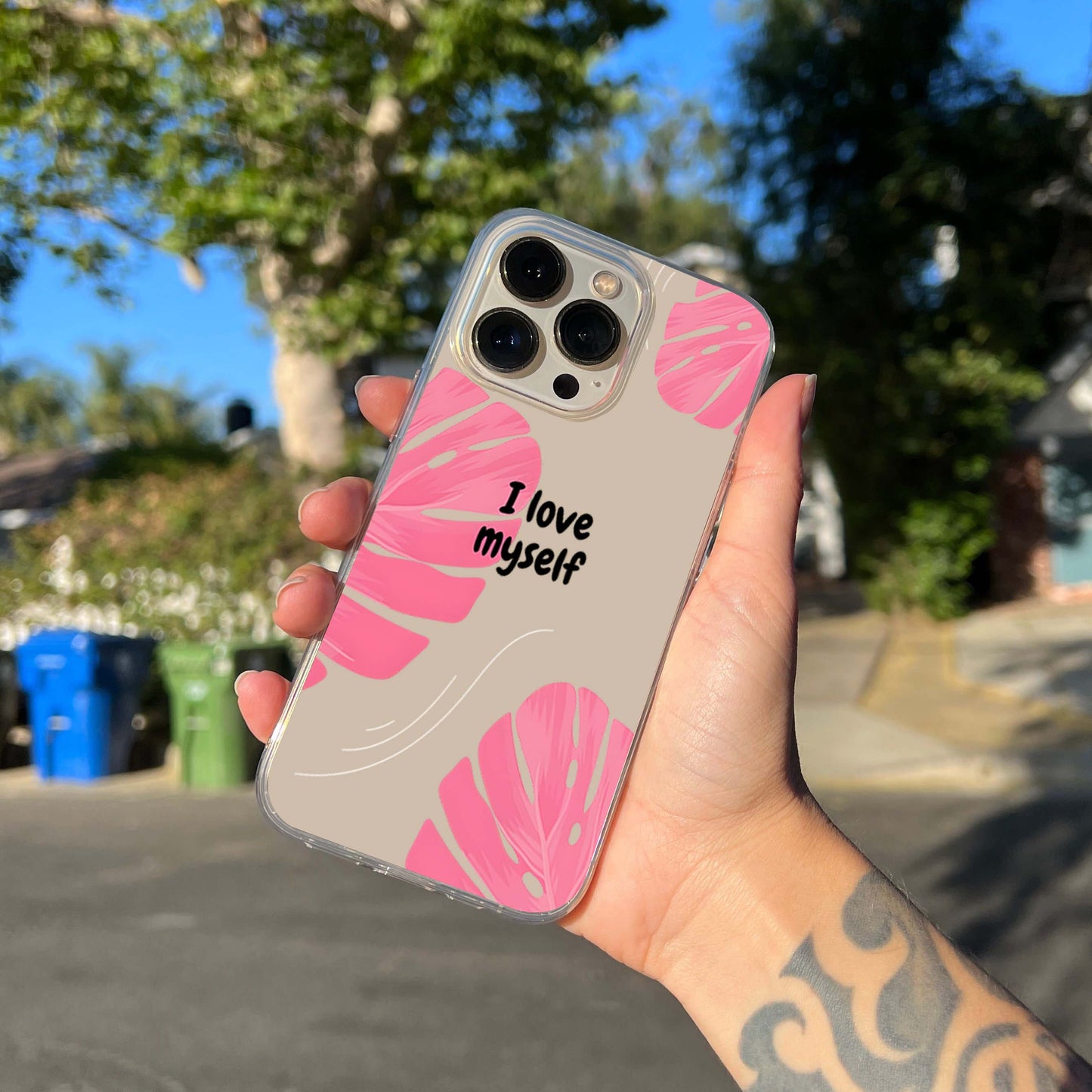 Pink Leaf Love Clear Silicon Cover