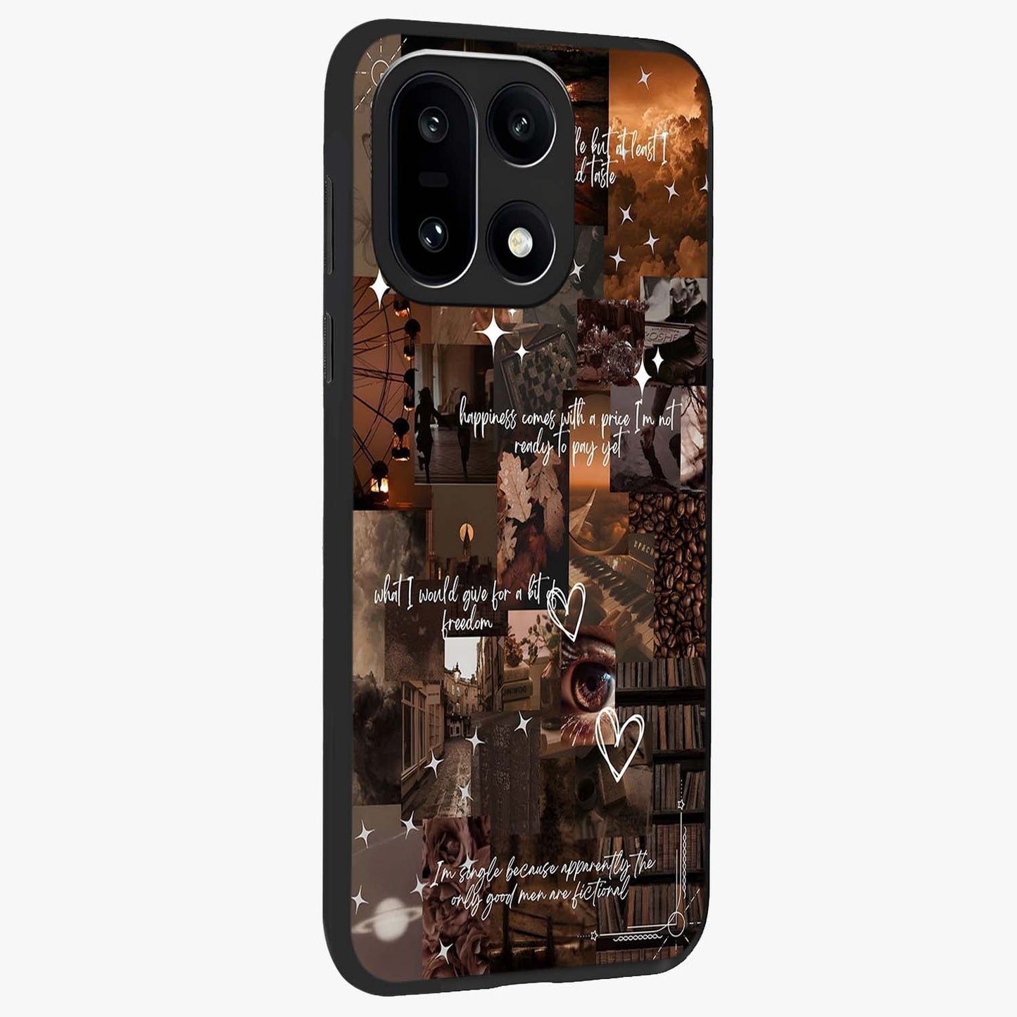 Bittersweet Aesthetic Chaos Glass Case for 1+15 side perspective highlighting vibrant textures and premium detailing