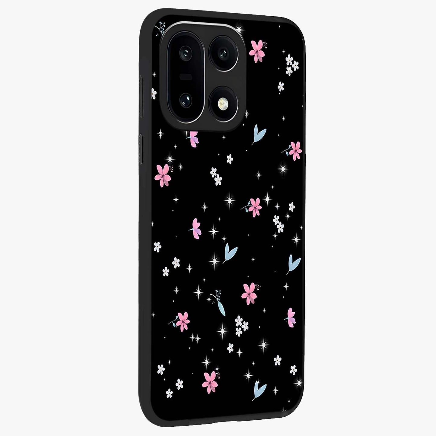 Black Aesthetic Wallpapers Glass Case for 1+15 side perspective highlighting sleek edges and premium dark design