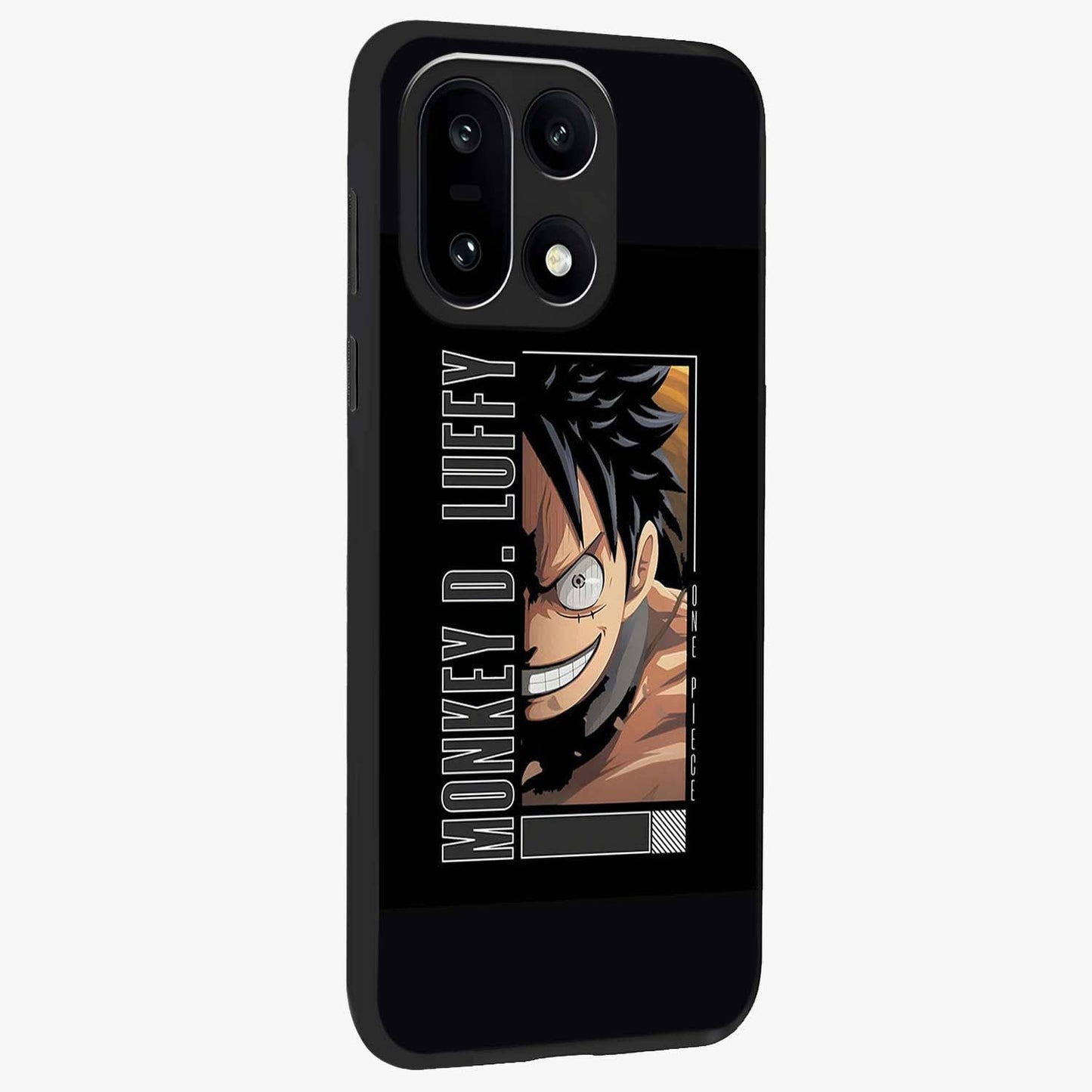Fearless Pirate Smile Glass Case for 1+15 side perspective highlighting detailed character illustration and sleek build