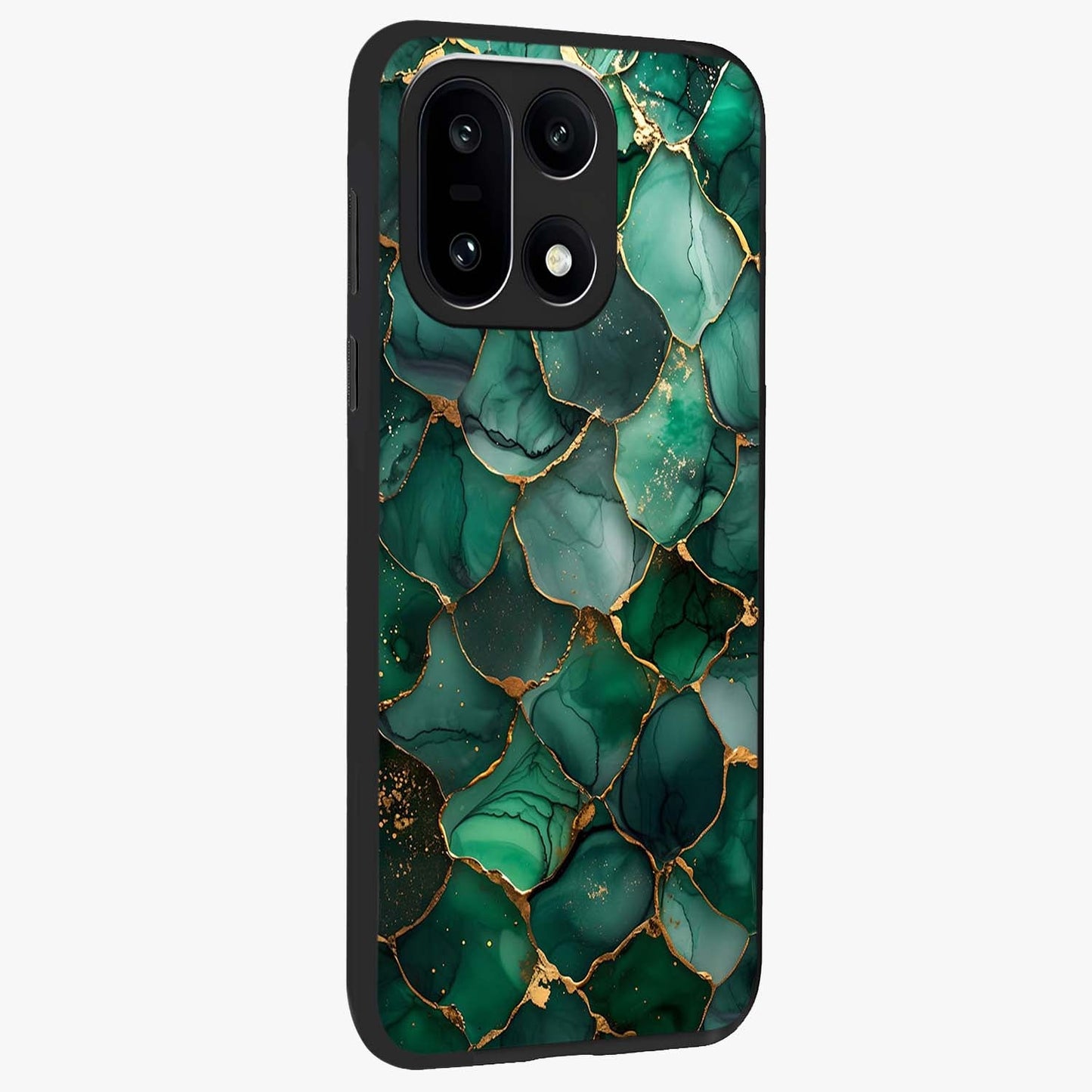 Geometric Polyester Pattern Glass Case for 1+15 side perspective highlighting sharp pattern textures and smooth premium build