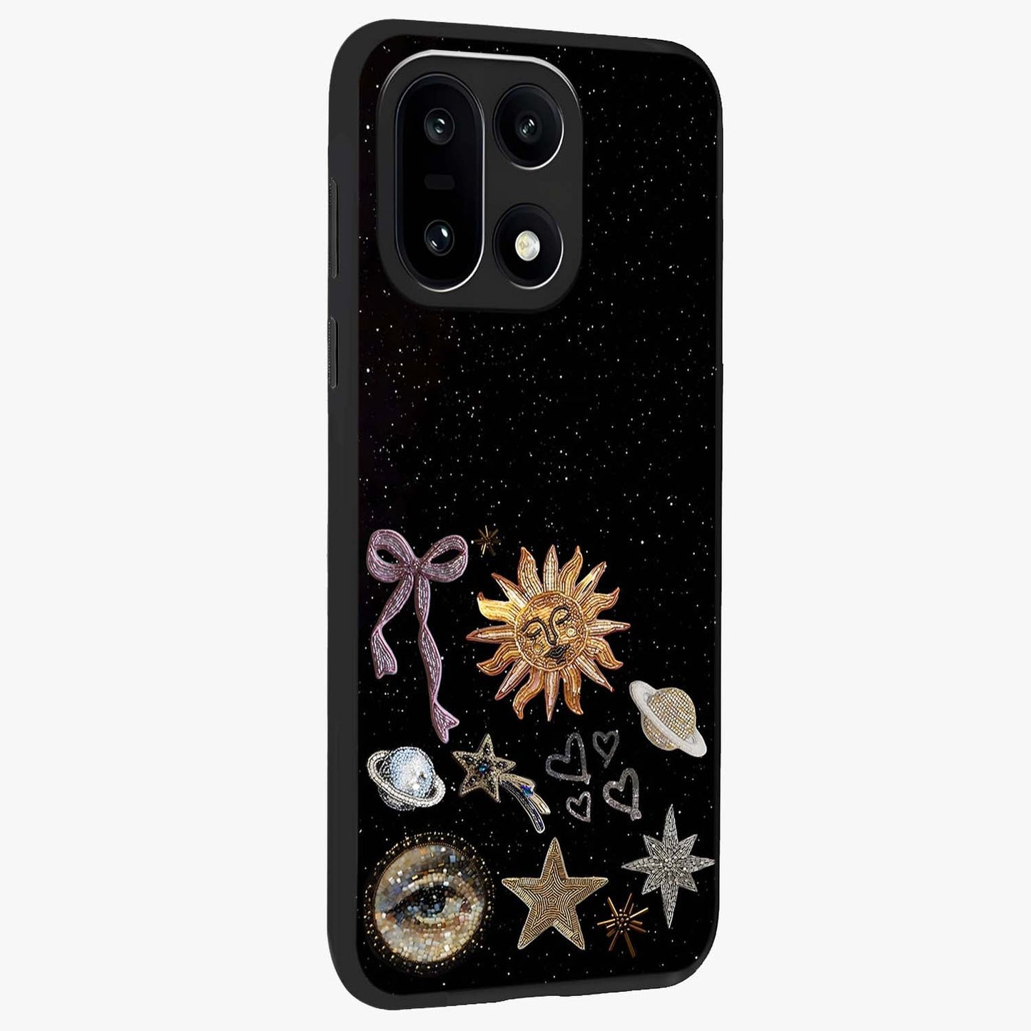 Magical Jewelry Vibe Glass Case for 1+15 side perspective highlighting radiant textures and sleek premium build