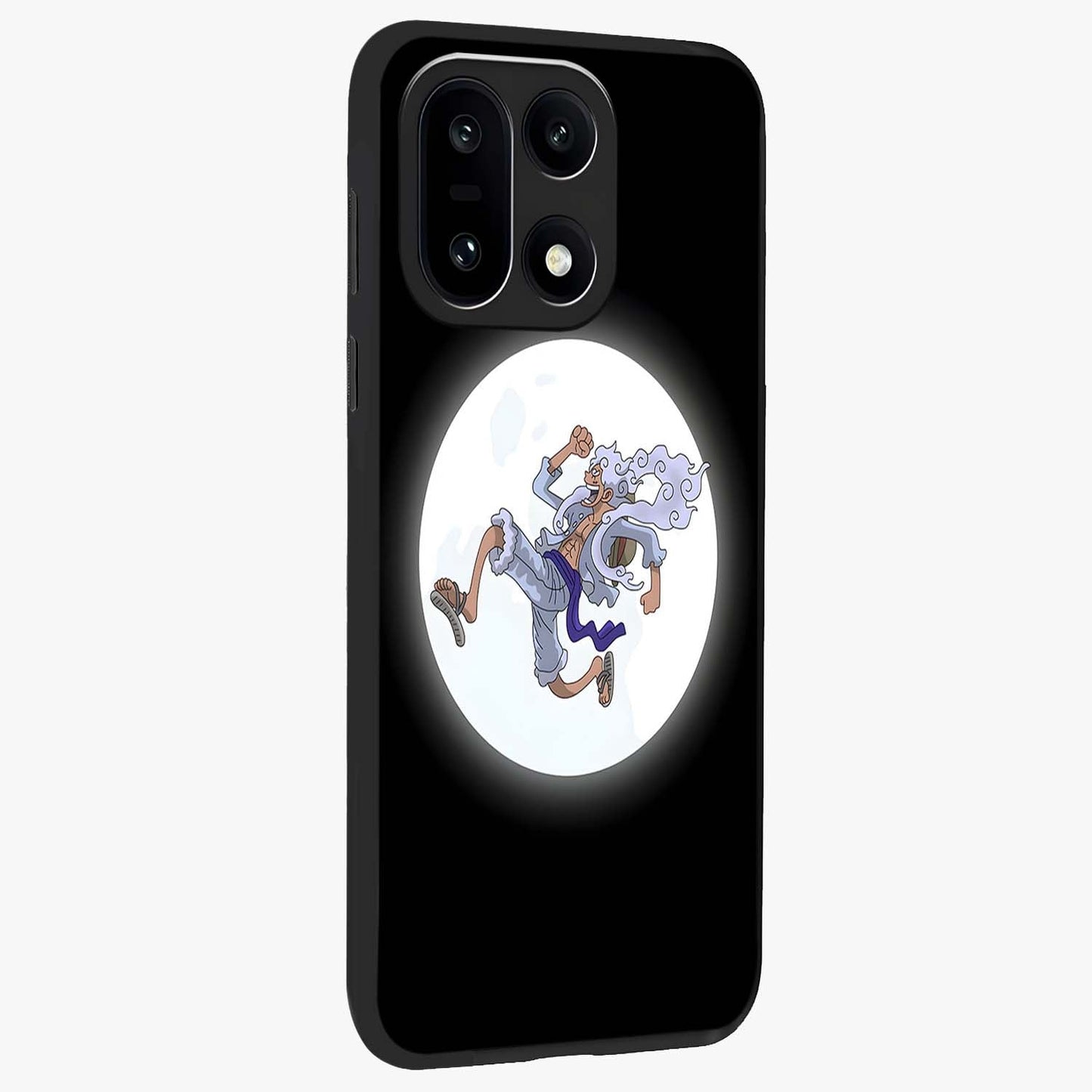 Moonlit Freedom Dance Glass Case for 1+15 side perspective highlighting dynamic detailing and premium edge finish