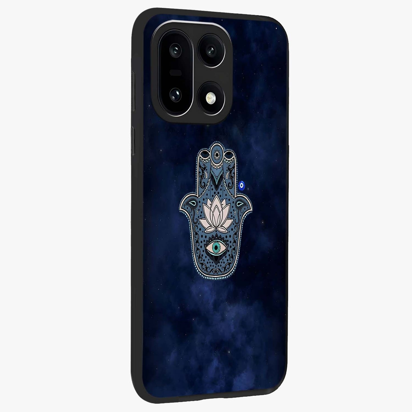 Mystic Calm Shield Glass Case for 1+15 side perspective highlighting refined textures and premium edge finish