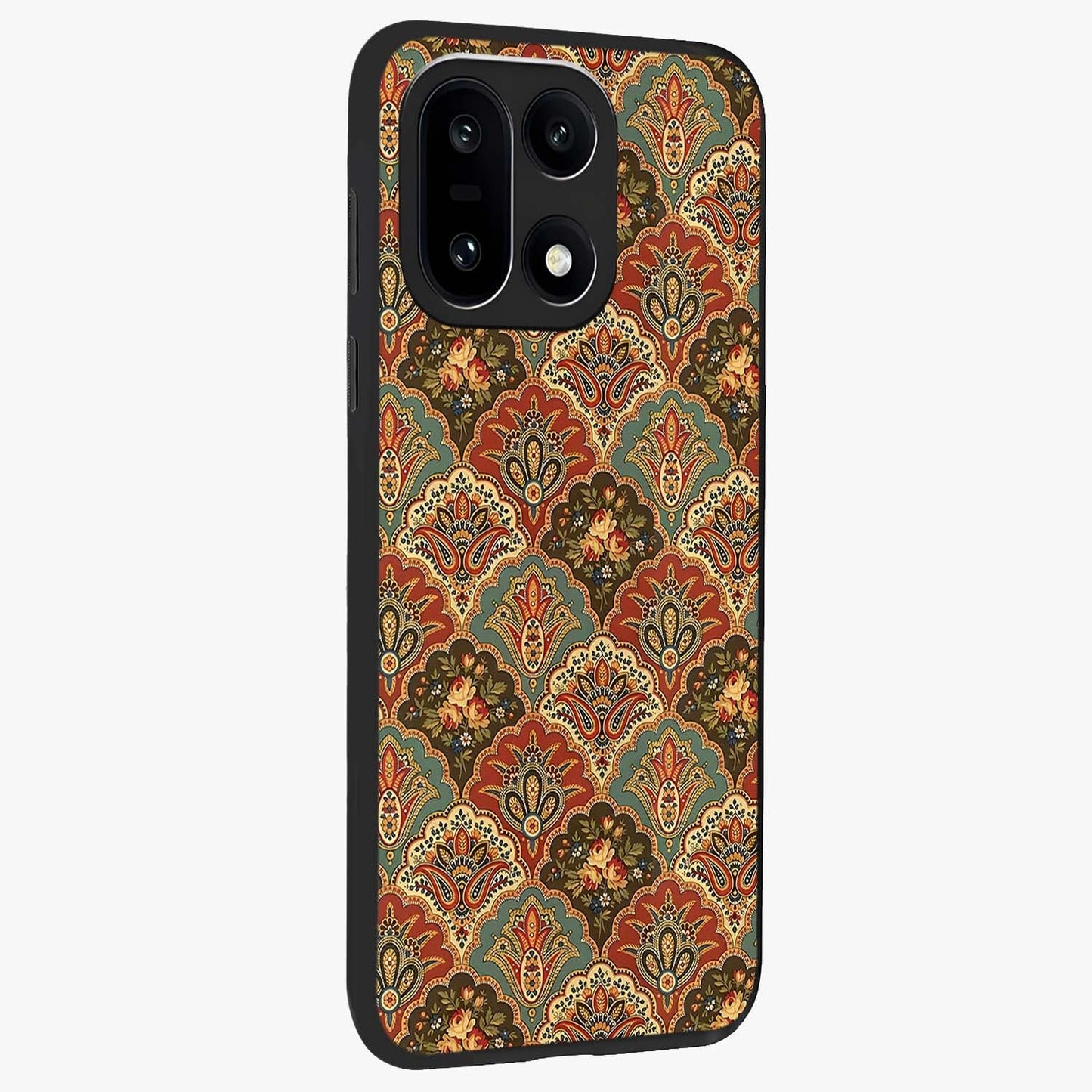 Royal Threadwork Glass Case for 1+15 side perspective highlighting detailed stitching textures and smooth premium build
