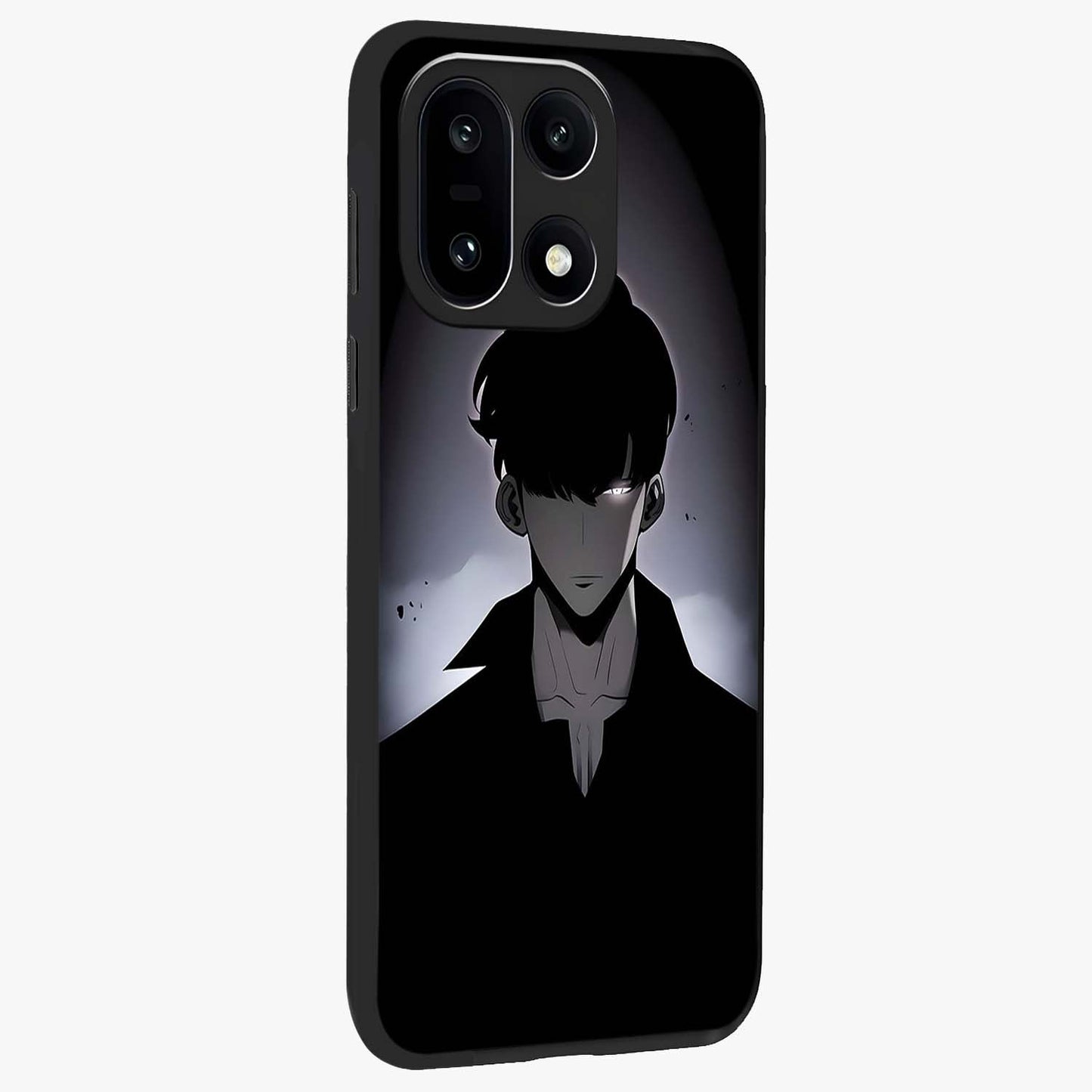 Silent Shadow Awakening Glass Case for 1+15 side perspective highlighting sharp textures and sleek premium build