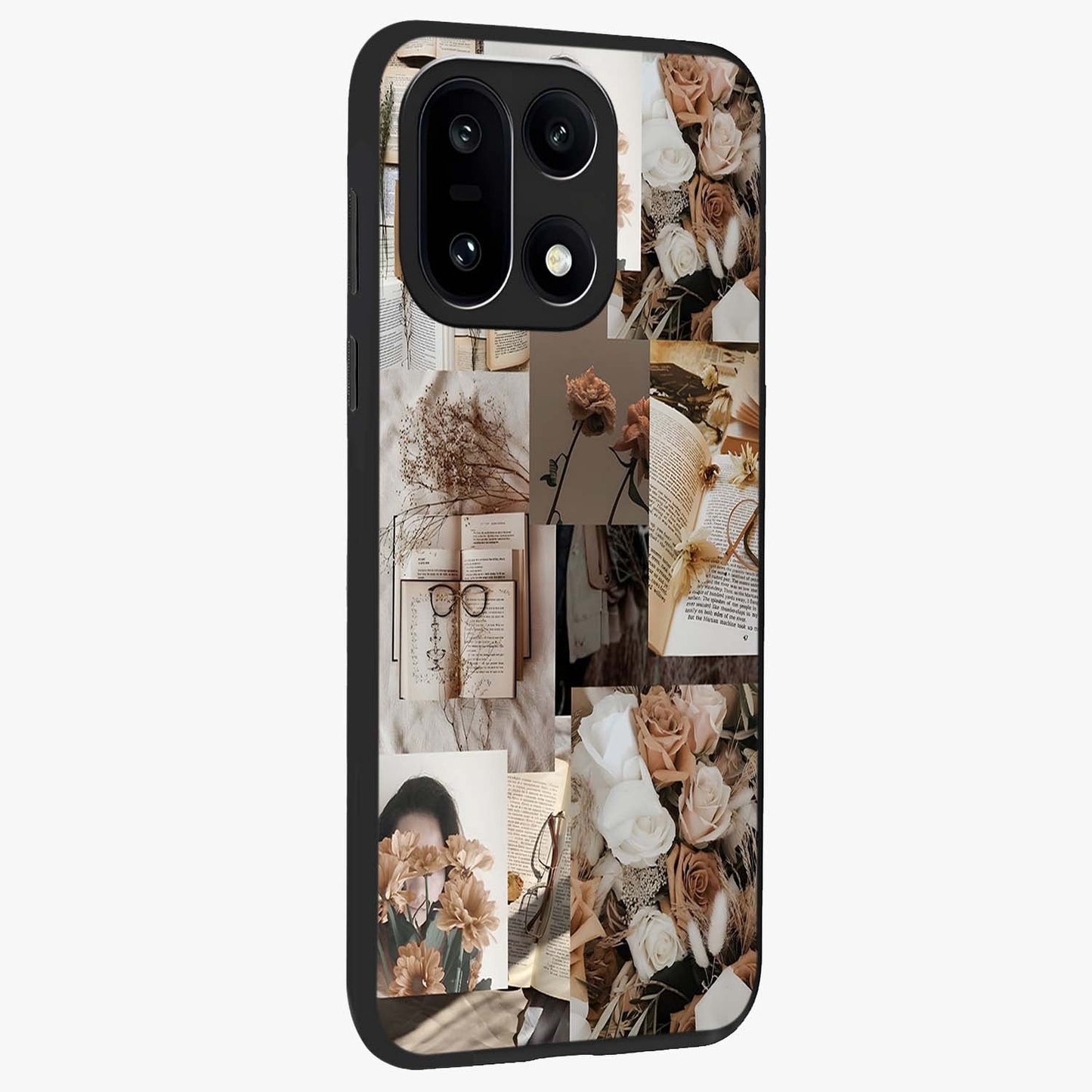 Vintage Bloom Story Glass Case for 1+15 side perspective highlighting delicate bloom textures and smooth build