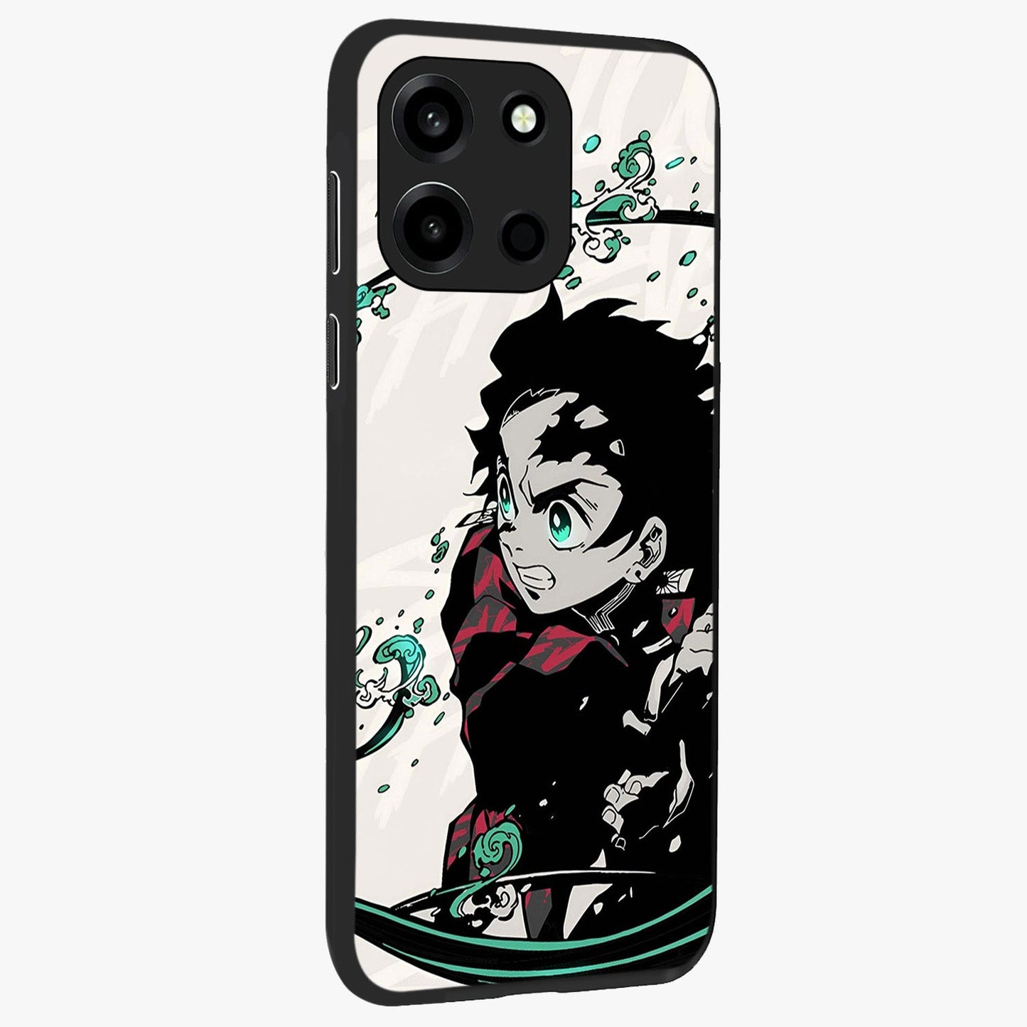 Demon Slayer Glass Case upright view showcasing powerful anime artwork with intense warrior theme.