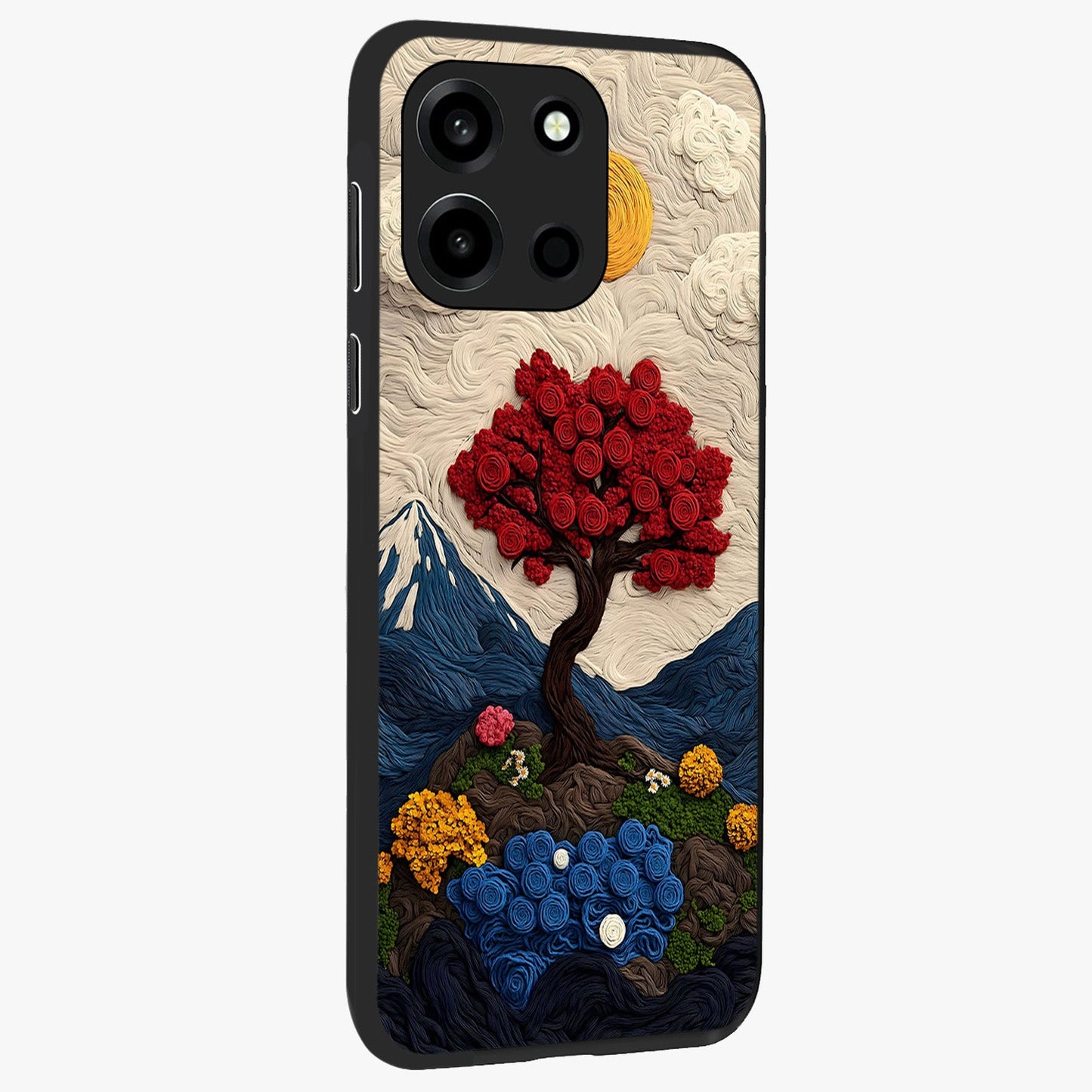Eternal Nature Tapestry Glass Case upright view showcasing elegant nature tapestry design with decorative style.