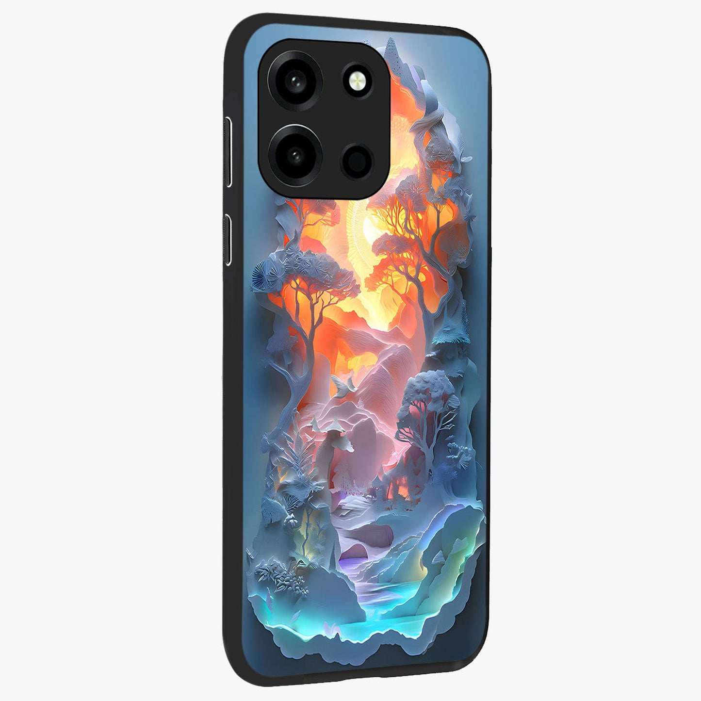 Glow Forest Portal Glass Case upright view showcasing enchanted forest portal artwork with fantasy nature theme.