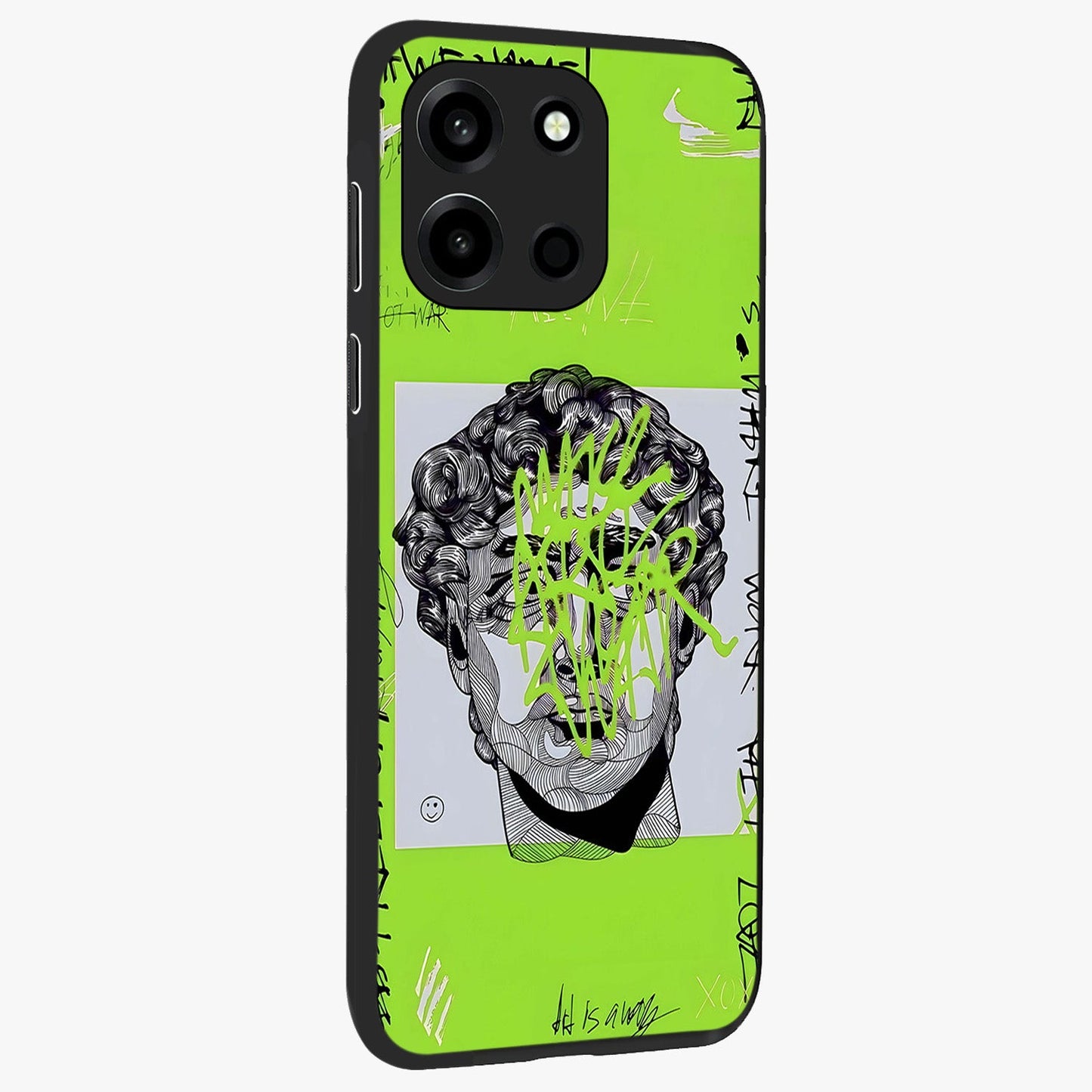 Neo Graffiti Rebellion Glass Case upright view showcasing colorful graffiti artwork with bold modern street style.